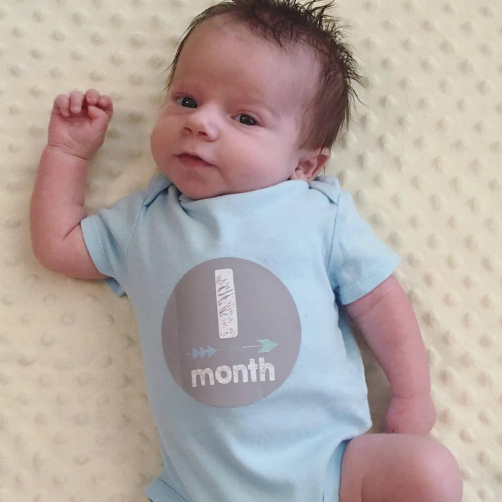 NUOBESTY 12-Piece Baby Monthly Milestone Stickers Set for Boys & Girls - Perfect for 1-12 Month Photo Shoots, Baby Showers & First Birthday Decorations