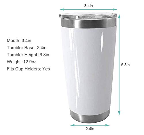 QOMOLANGMA 10-Pack Sublimation Ready 20oz Stainless Steel Tumbler with Sliding Lid & Straw - Insulated Beer Mug, Water Bottle for Outdoor, Camping, Travel, and Party Use - White