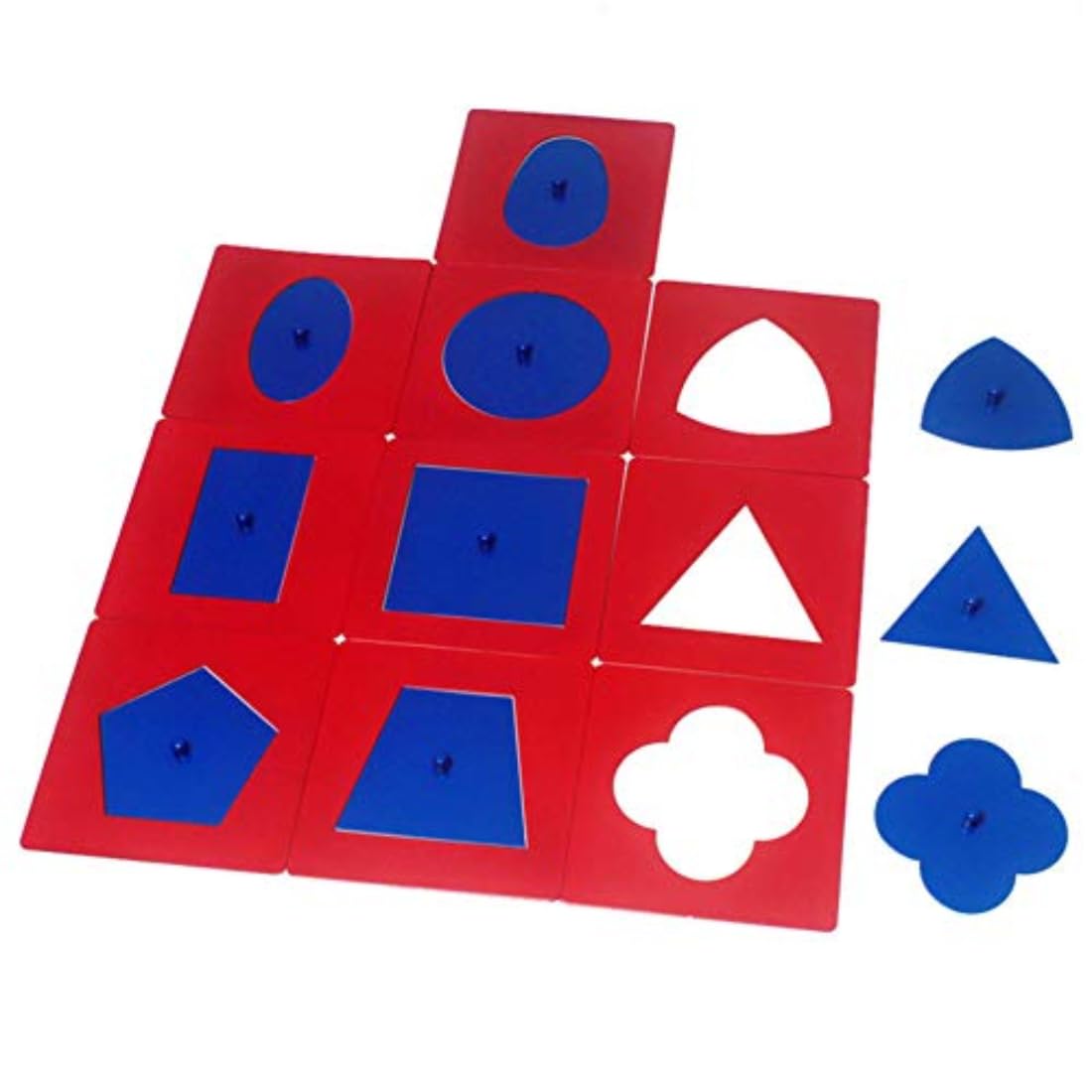 Montessori Metal Insets Set of 10 - Premium Geometric Shapes Learning Toys for Toddlers & Preschoolers | Early Childhood Education Materials | Homeschool & Classroom Teaching Tools | Blue
