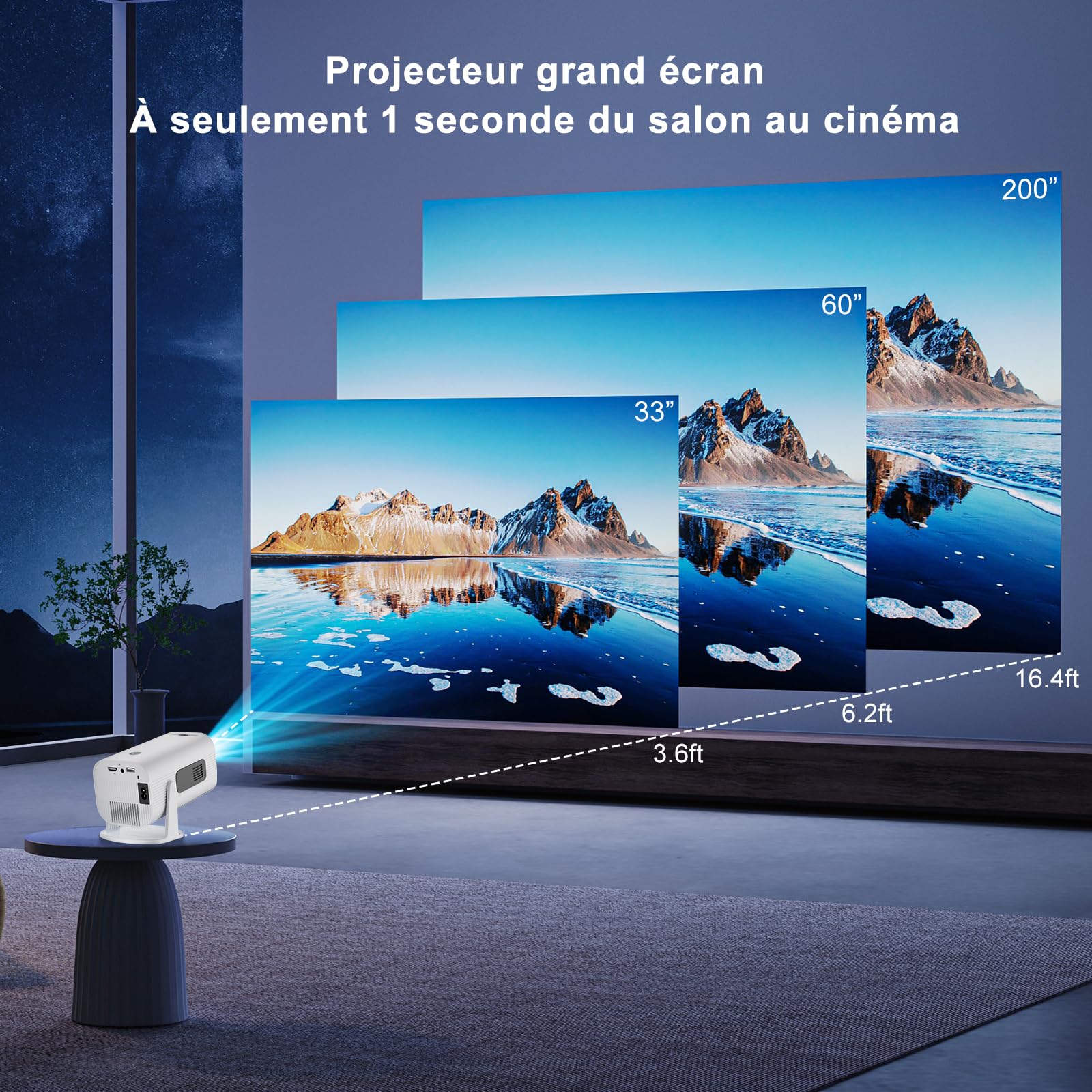Portable Mini Video Projector, Full HD 1080P Home Cinema Outdoor Projector, 210° Rotatable 4K Projector with TV Stick/HDMI/USB/AV Compatibility - Perfect for Movie Nights, Gaming, and Outdoor Entertainment