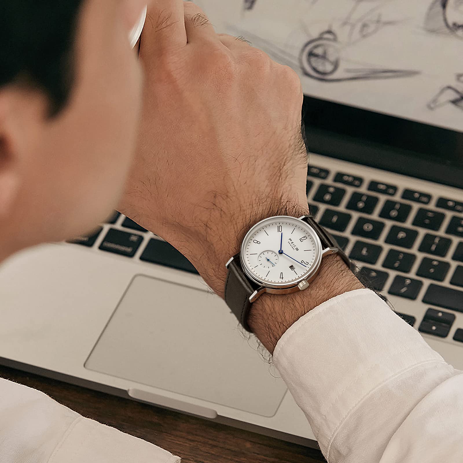 FEICE Automatic Watch for Men & Women - Bauhaus Design, Waterproof, Sapphire Crystal, Analog Mechanical Unisex Watch - FM201 - Perfect for Business, Casual & Formal Occasions