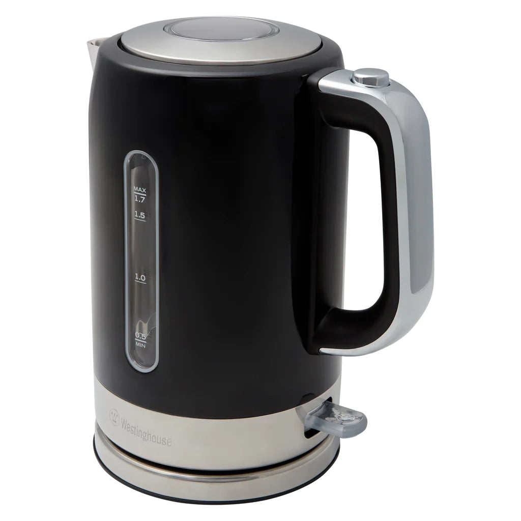 Westinghouse WHKE05V2K 1.7L Stainless Steel Electric Kettle - Fast Boiling, Auto Shut-Off & Boil-Dry Protection - Perfect for Home, Office or Dorm Room - Black