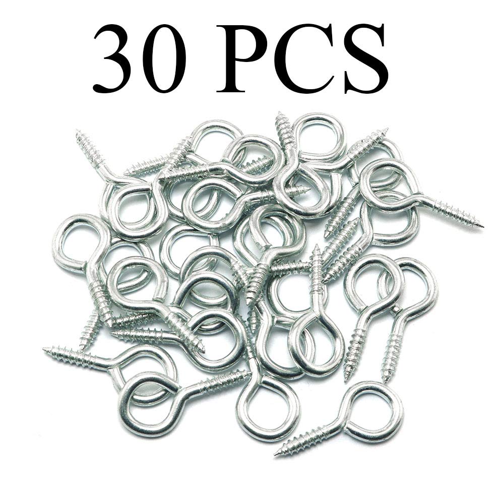 30PCS 1 Inch Screw Eye Hooks - Heavy Duty Eyelet Screws with Washers for Hanging Plants, Wind Chimes & Outdoor Decor - Rust Resistant Metal Eye Pins for DIY Projects & Home Organization