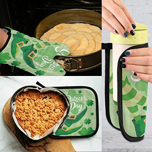 St. Patrick's Day Irish Leprechaun Boots Oven Mitts & Pot Holders Set - 2PCS Heat Resistant Kitchen Gloves for Baking, Cooking & Microwave Use - Eco-Friendly Recycled Hot Pads for Home Decor & Gifts | Perfect for St. Patrick's Day Parties, Irish-Themed Kitchens & Holiday Cooking