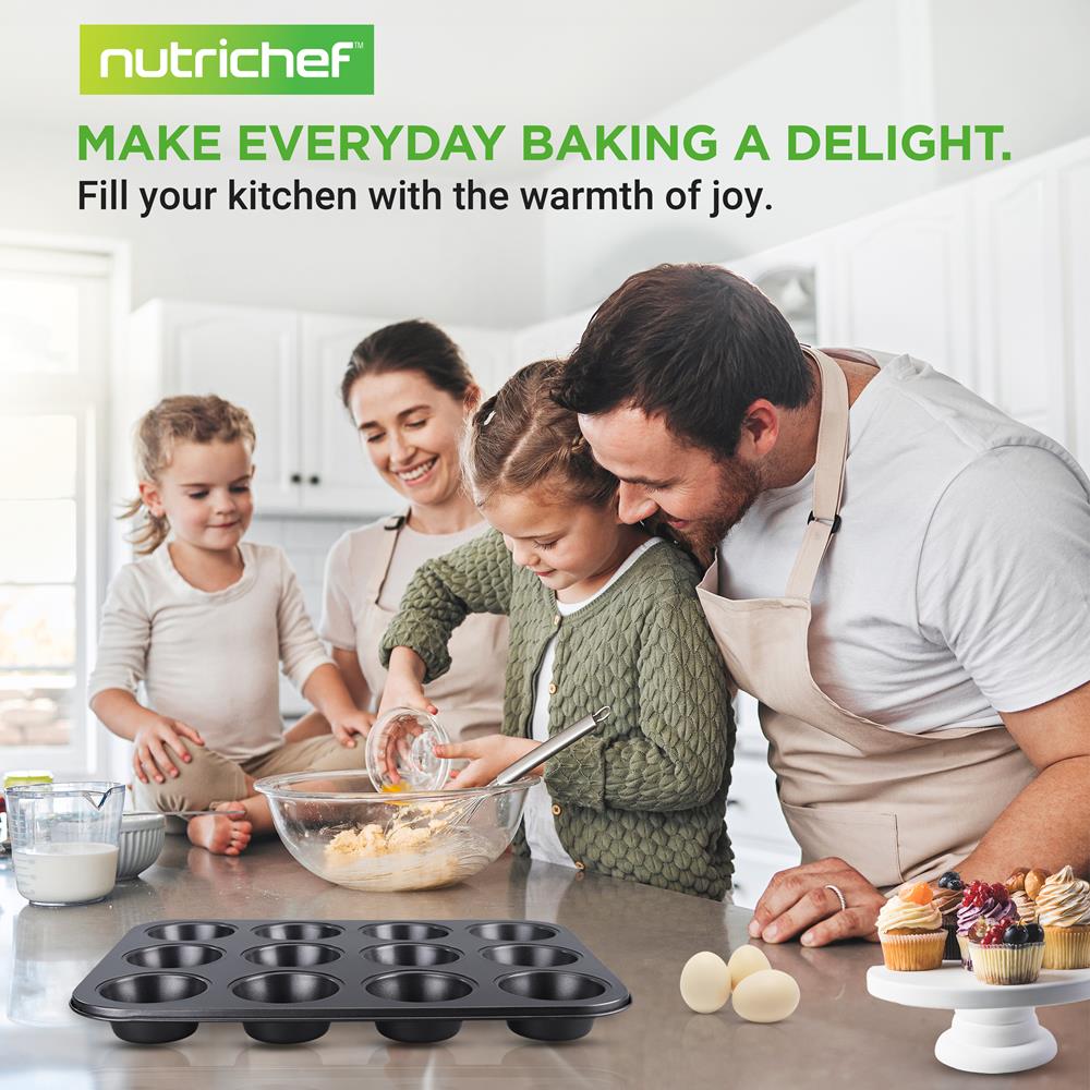 12-Cup Non-Stick Muffin Pan for Baking - Perfect for Cupcakes, Muffins & Mini Pies - Ideal for Home Baking, Parties & Holiday Treats