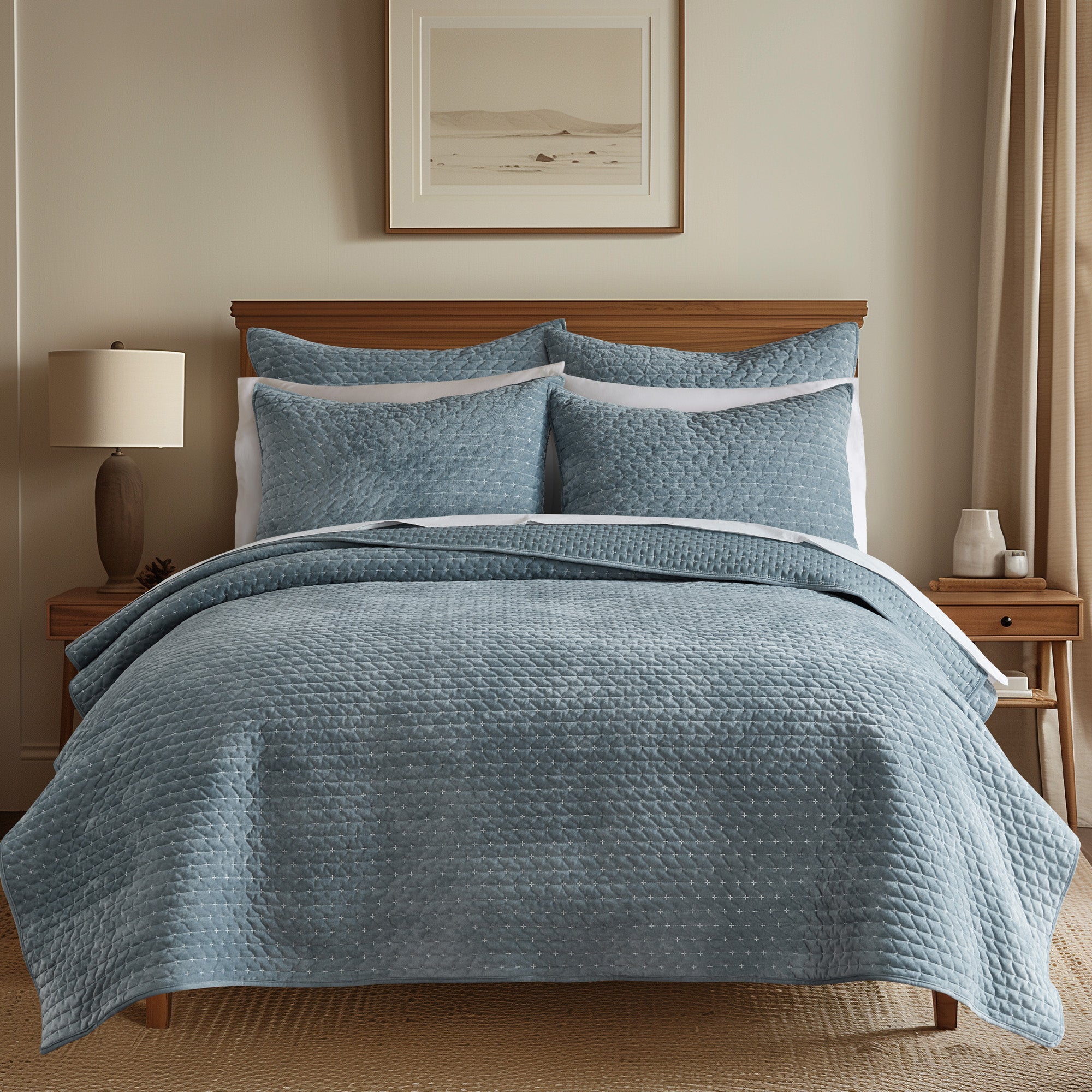 Luxury Velvet Stitch Euro Sham Pillow Covers - Set of 2, Soft Decorative Bedroom Pillowcases for Sofa, Couch & Bed - Elegant Home Decor Accessories