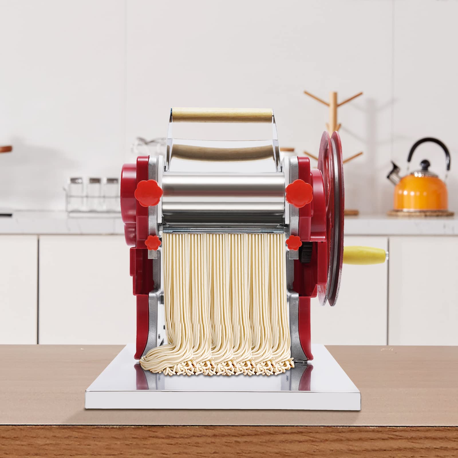 Stainless Steel Manual Pasta Maker Machine - Adjustable 0.5-5mm Thickness for Homemade Spaghetti, Fettuccini & Lasagna | Perfect for Italian Cooking, Family Meals & Restaurant Use