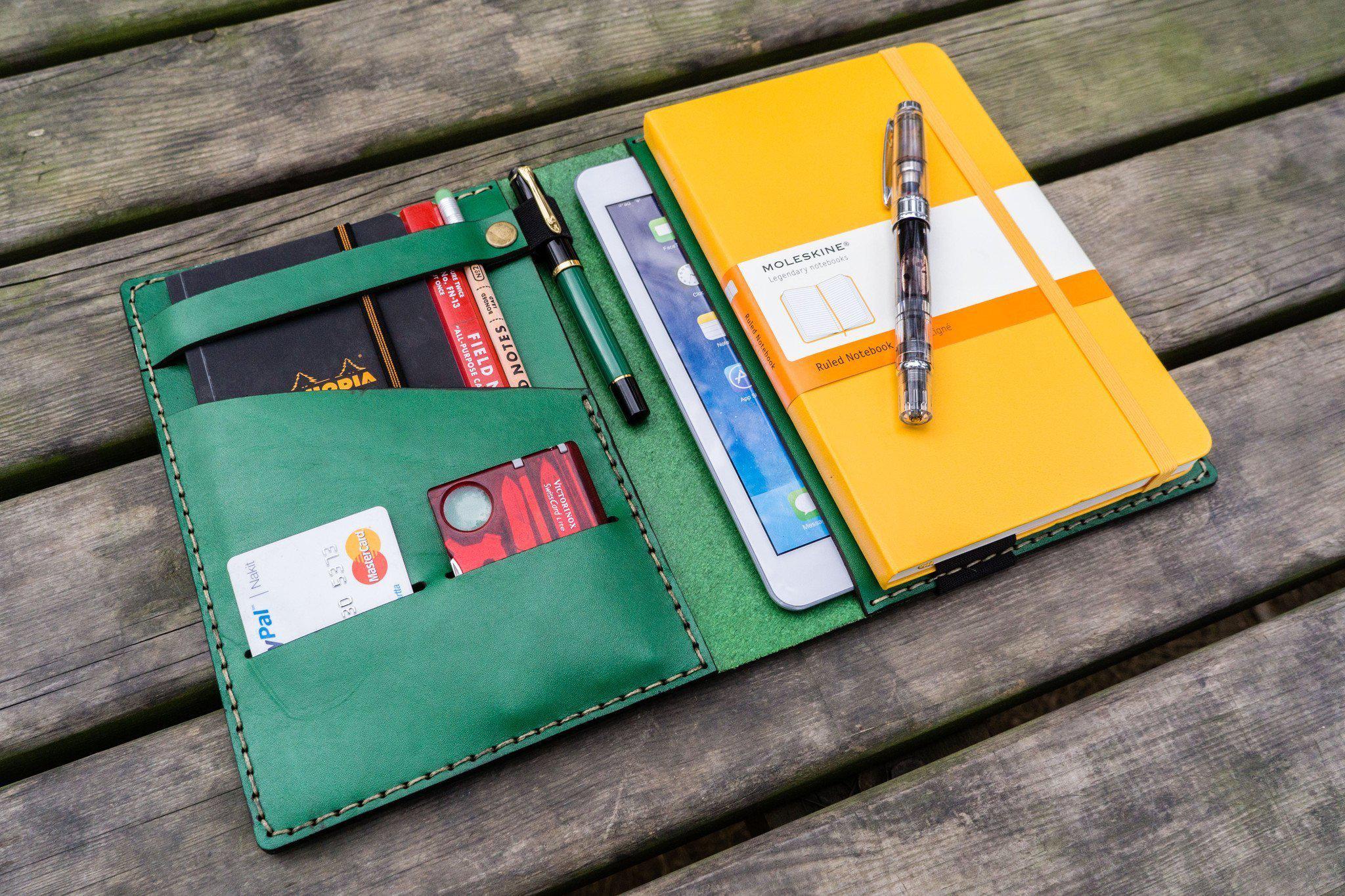 Premium Genuine Leather Hobonichi Cousin A5 Planner Cover - Green | Organizer for Daily Planning, Journaling & Productivity | Perfect for Office, School & Gift Giving