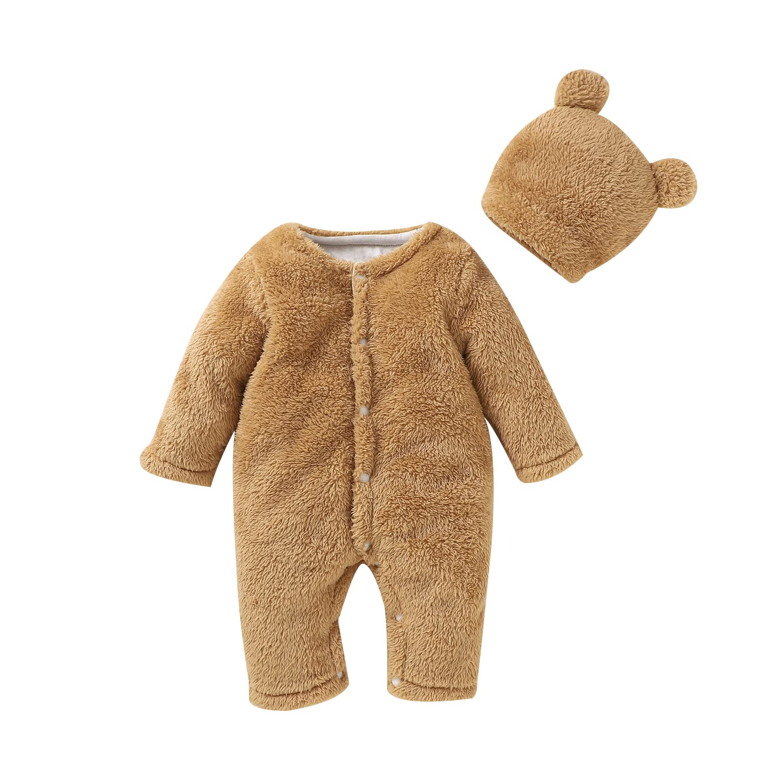 mimixiong Newborn Baby Warmer Snowsuit - Soft Cotton Fleece Romper Jumpsuit for Baby Girls & Boys with Warm Hat | Winter Outfit for Infants, Cold Weather Protection, Outdoor Play & Stroller Walks