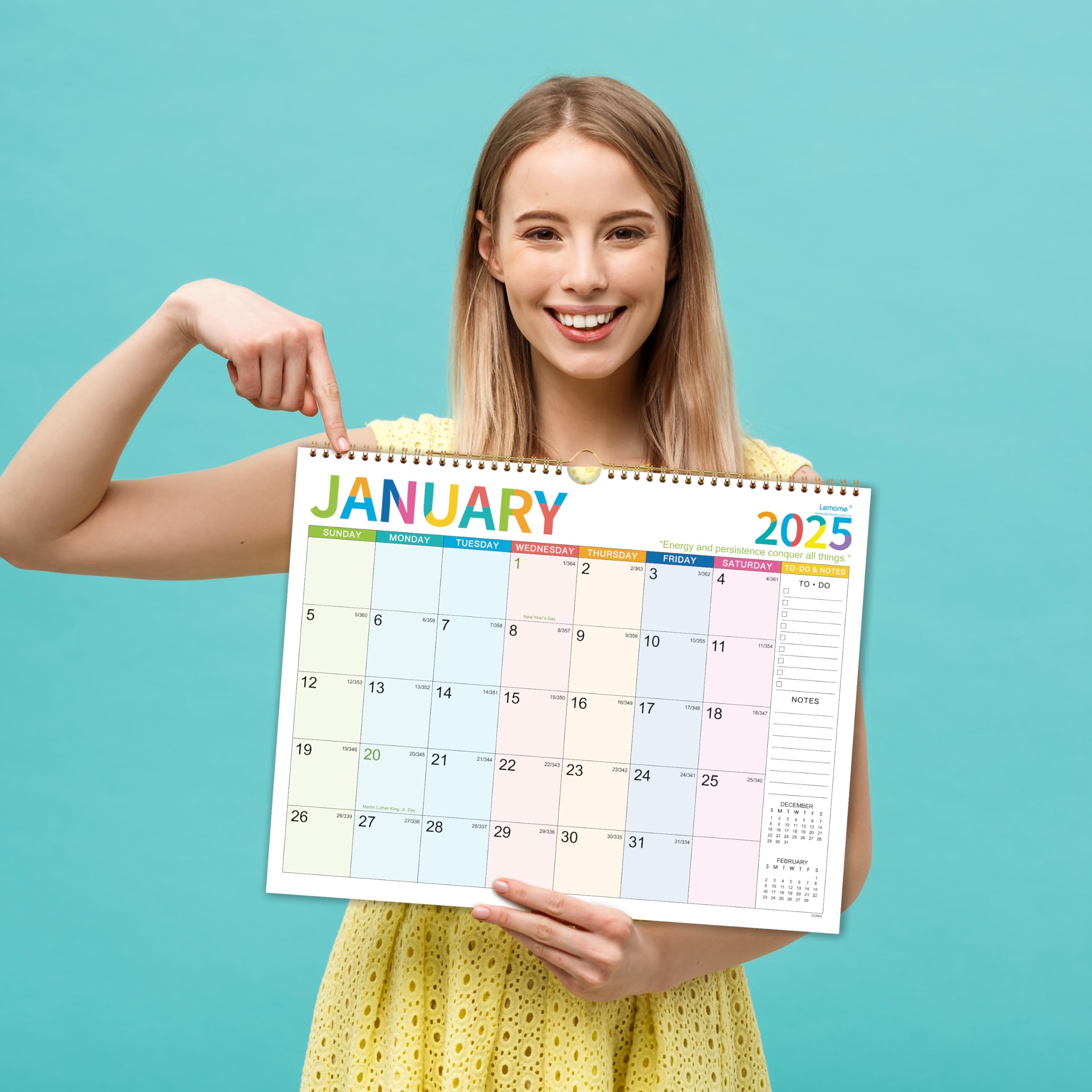 2025-2026 Wall Calendar with Julian Dates - 18 Month Large Planner (January 2025 to June 2026) - 14.8