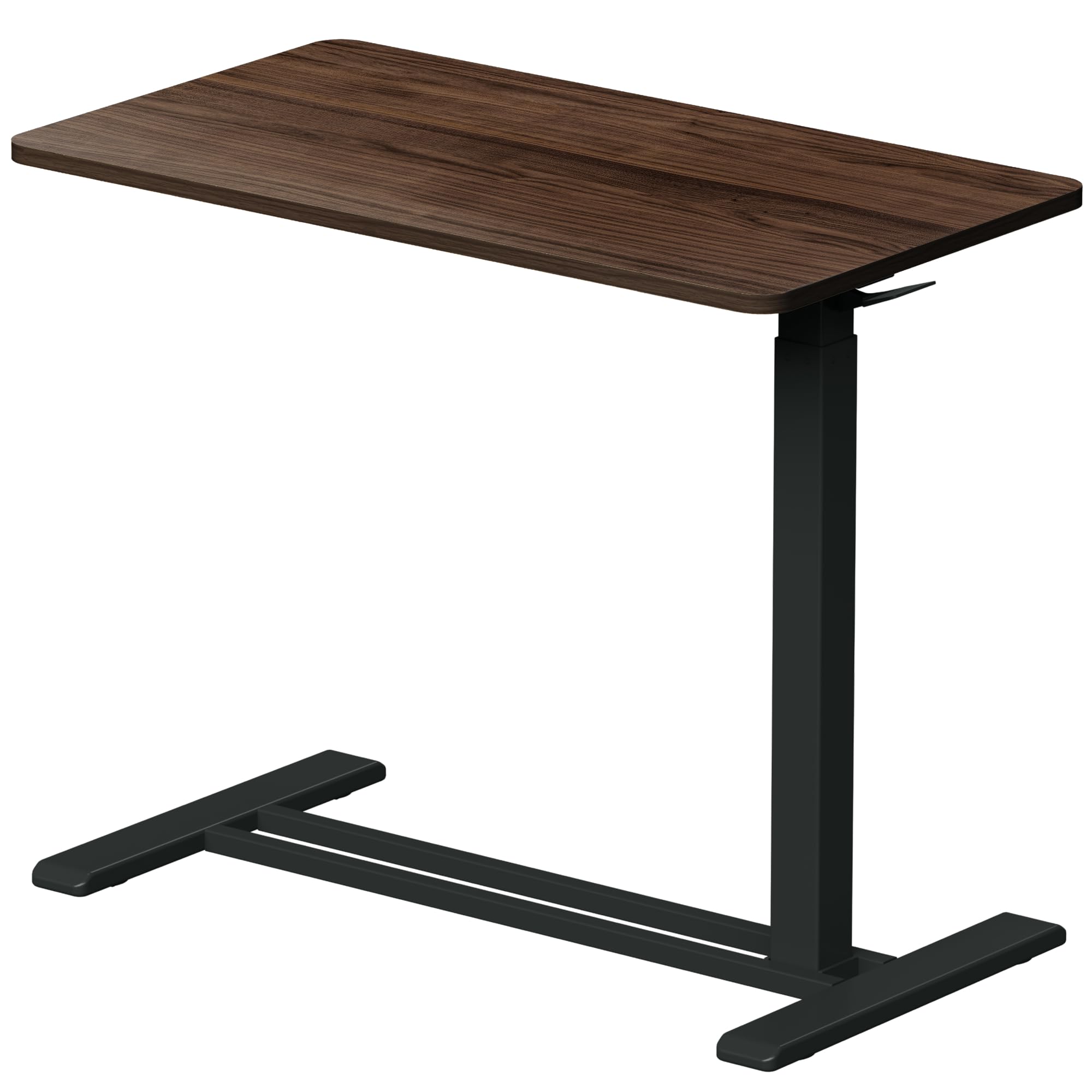 FLEXISPOT Adjustable C-Shaped End Table with Wheels - Mobile Rolling Side Table for Sofa, Couch & Bed - Laptop Cart, TV Tray & Nightstand for Small Spaces - Rustic Brown - Perfect for Living Room, Bedroom & Office Use