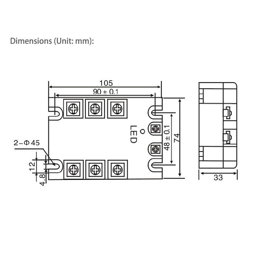 ATO 3 Phase Solid State Relay SSR-120AA - 120A 70-280V AC to AC Zero-Crossing Switch with LED Indicator for Industrial Automation & HVAC Systems