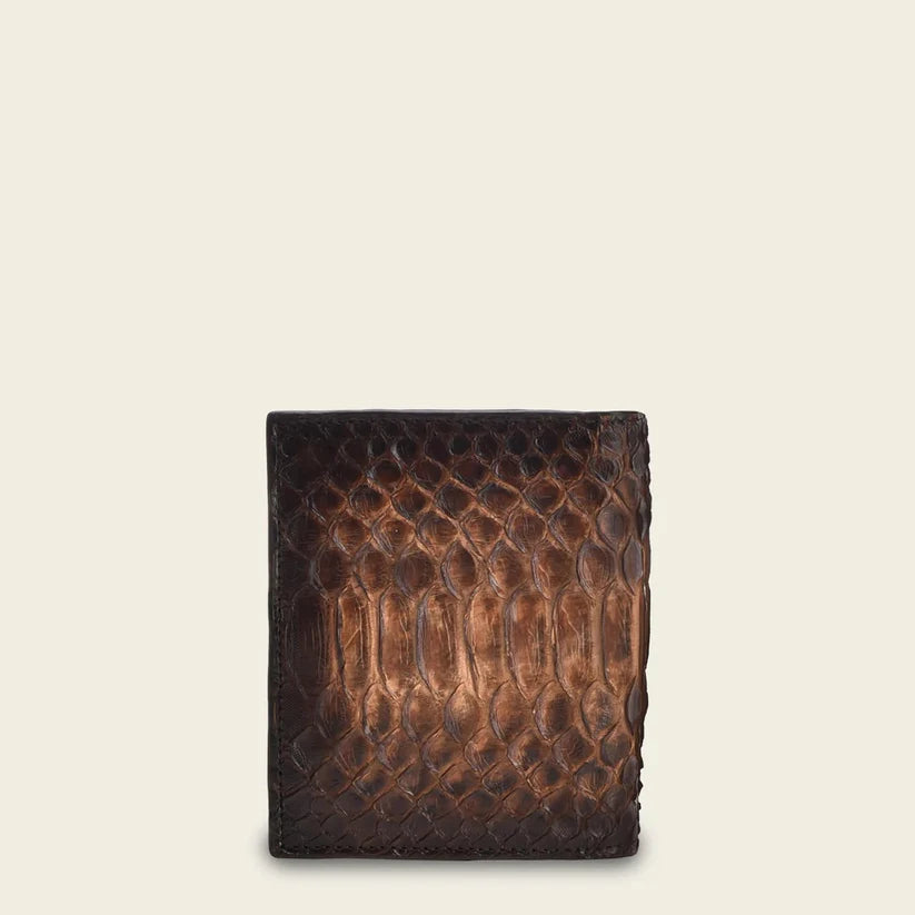 Luxury Cuadra Honey Python Skin Bifold Wallet for Men - Genuine Leather Slim RFID Blocking Wallet for Everyday Use & Travel