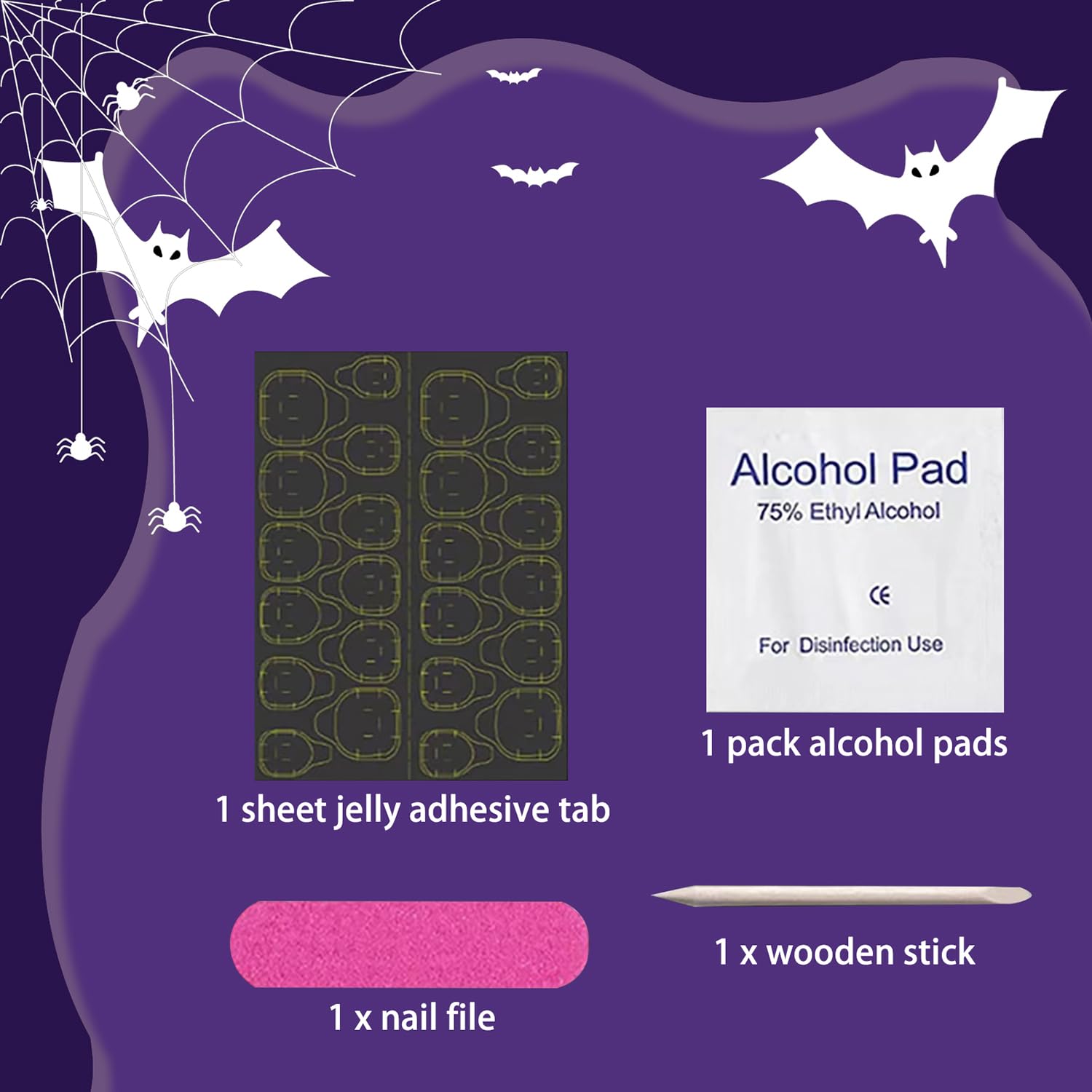 24 Pcs Matte Pink Press on Nails - Medium Length Halloween Fake Nails with Glue, Cute French Tip False Nails with Spider Web & Flame Design - Full Cover Nail Tips for Women & Girls - Perfect for Halloween Parties, Cosplay, and Nail Art Enthusiasts