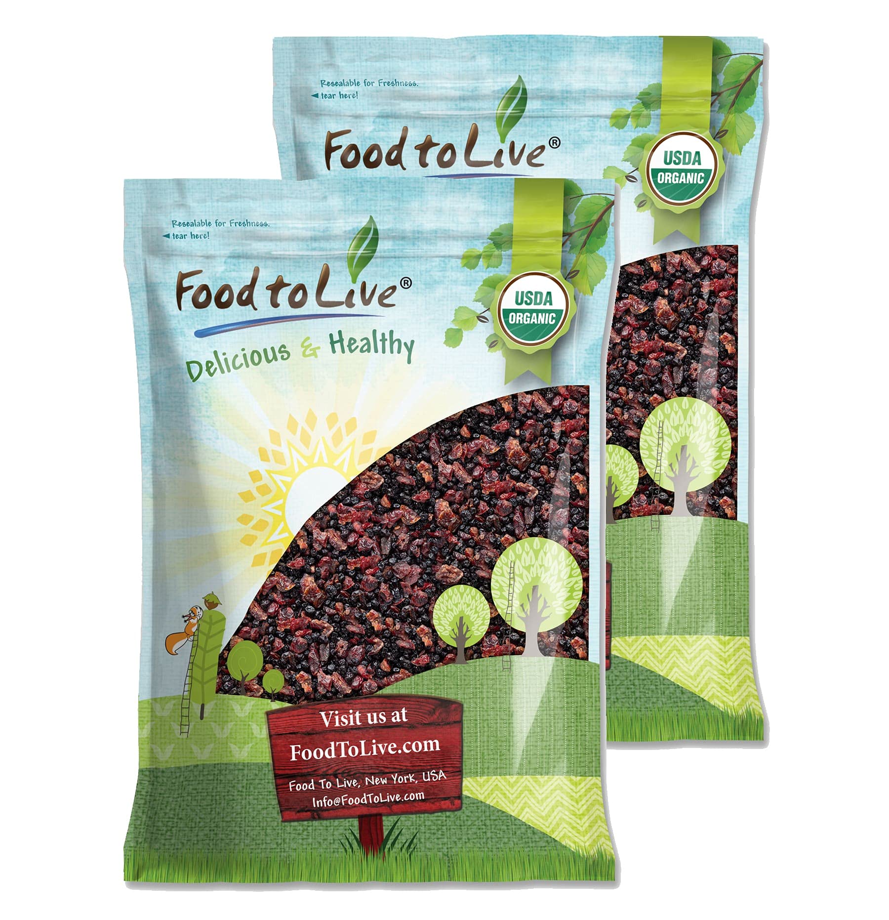 Food to Live Organic Essential Berries Mix - 18 lbs Non-GMO Dried Blueberries & Cranberries, Unsulfured, Kosher | Gently Infused with Organic Sugar & Lightly Coated with Sunflower Oil | Perfect for Smoothies, Baking, Snacking & Healthy Breakfast Bowls