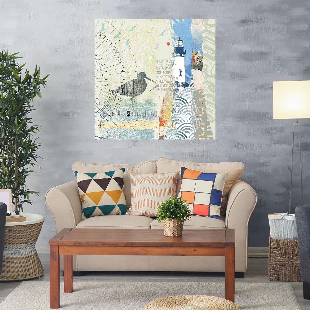 Coastal Collage Canvas Wall Art by Ken Hurd - 32x32 Inch Ready-to-Hang Beach Decor for Living Room, Bedroom, Bathroom & Office - Perfect for Coastal, Nautical & Beach House Themes
