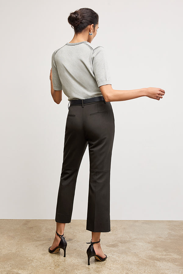 Tessa Kick Flare Trouser - Washable Wool Twill Pants for Women | Black | Office Wear & Casual Outfits