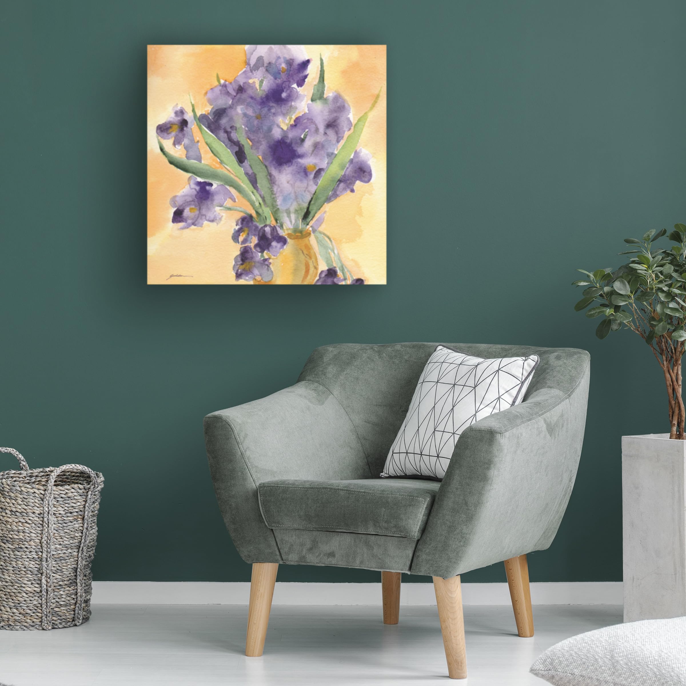 Trademark Fine Art 'Vase Of Irises' Canvas Wall Art by Sheila Golden - Floral Painting for Living Room, Bedroom & Office Decor