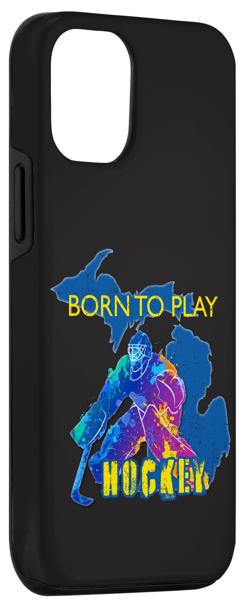 iPhone 12/12 Pro Shockproof Case for Kids - Michigan Hockey Player & Goalie Design - Perfect for Youth Sports, School & Outdoor Activities