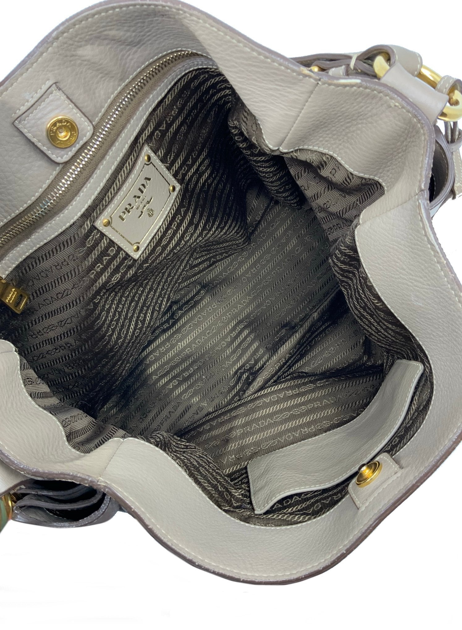 Prada Side Pocket Zip Vitello Daino Hobo Handbag - Luxury Leather Shoulder Bag for Women | Perfect for Work, Travel & Everyday Use