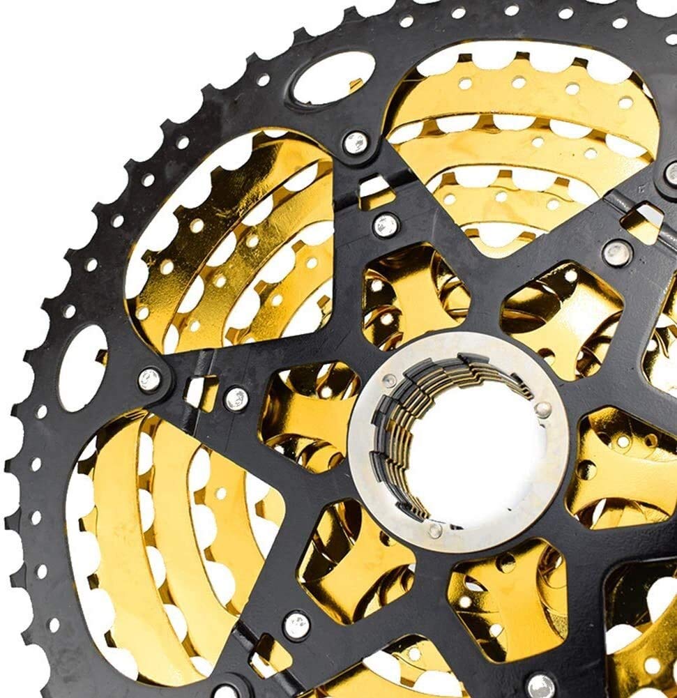 10-Speed MTB Cassette 11-46T/11-50T - Lightweight & Durable Bicycle Flywheel for Mountain Bikes - Gold Color - Perfect for Trail Riding, Downhill & Off-Road Cycling