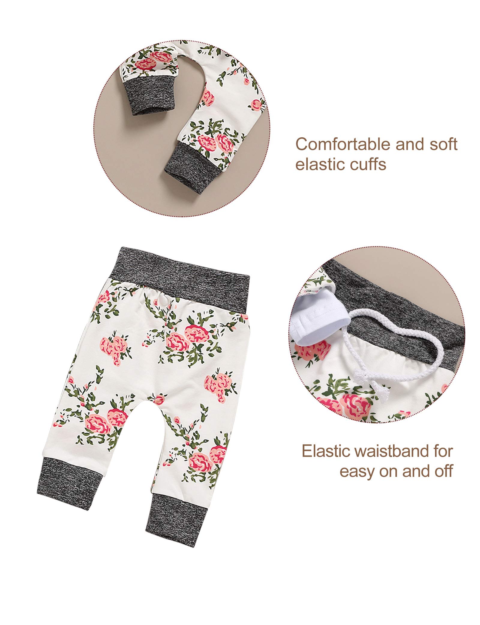 OKLady Baby Girl Clothes Set - 4PCS Floral Romper Hoodie Tops & Pants with Cute Headband | Fall Outfits for Little Sisters | Perfect for Family Photos, Playdates & Special Occasions