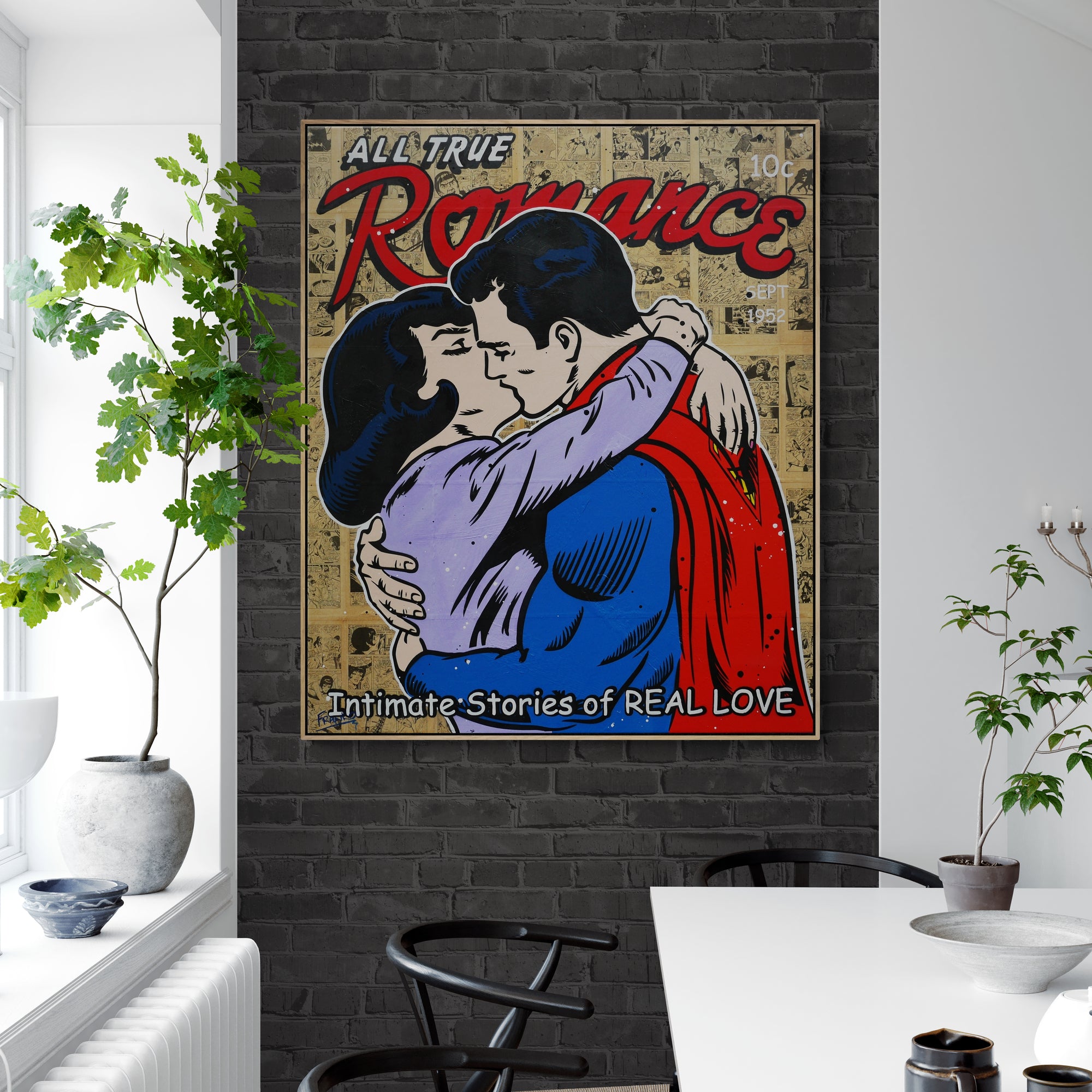 Superman Urban Pop Art Painting - 100cm x 120cm Canvas Wall Decor for Book Club, Living Room & Superhero Fan Gifts | Intimate Superlove Collection