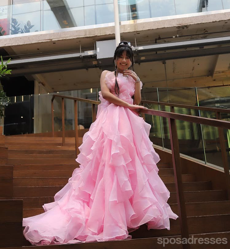 Elegant Pink A-Line Long Prom Dress for Women - Formal Evening Gown for Party, Homecoming, Wedding Guest | Style 13865