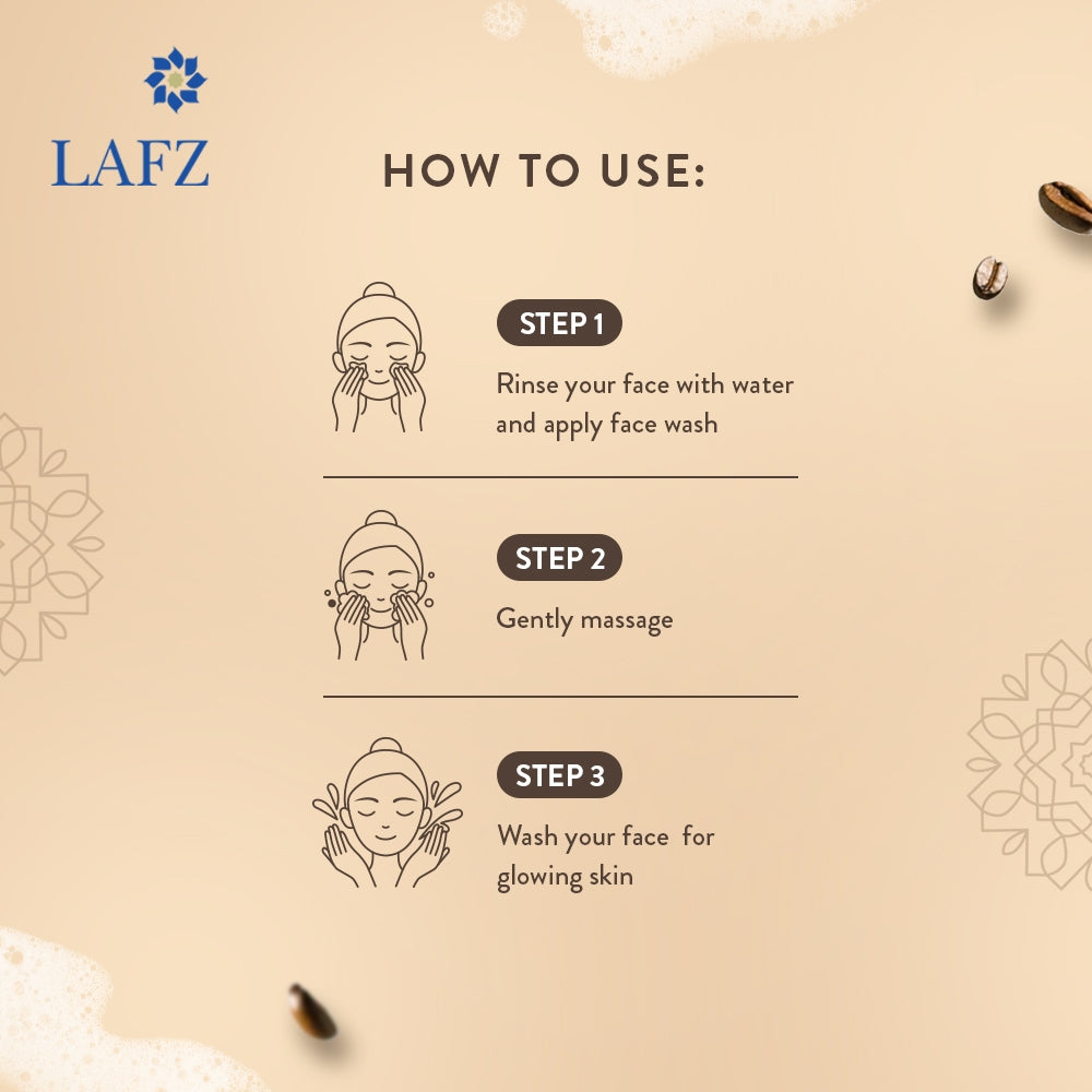 Lafz Caffeine Face Wash Tube 75ml - Brightening & Anti-Aging Facial Cleanser for Men & Women - Perfect for Morning Skincare Routine & Travel Size