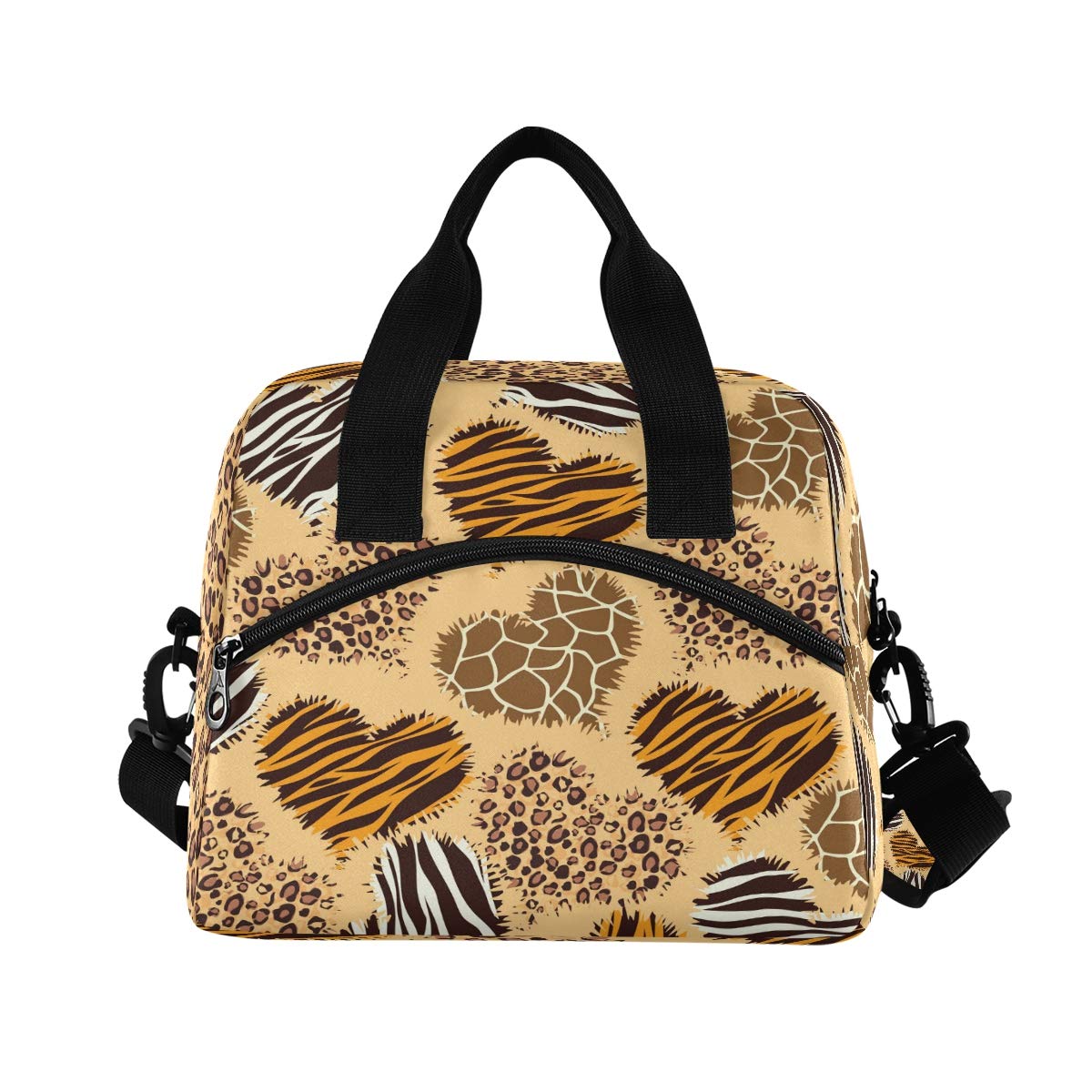 SUABO Insulated Lunch Bag for Kids & Adults - Leopard Giraffe Zebra Print Tote Lunch Box for School, Work, Picnic & Travel - BPA-Free Food Container Keeps Meals Fresh & Cool