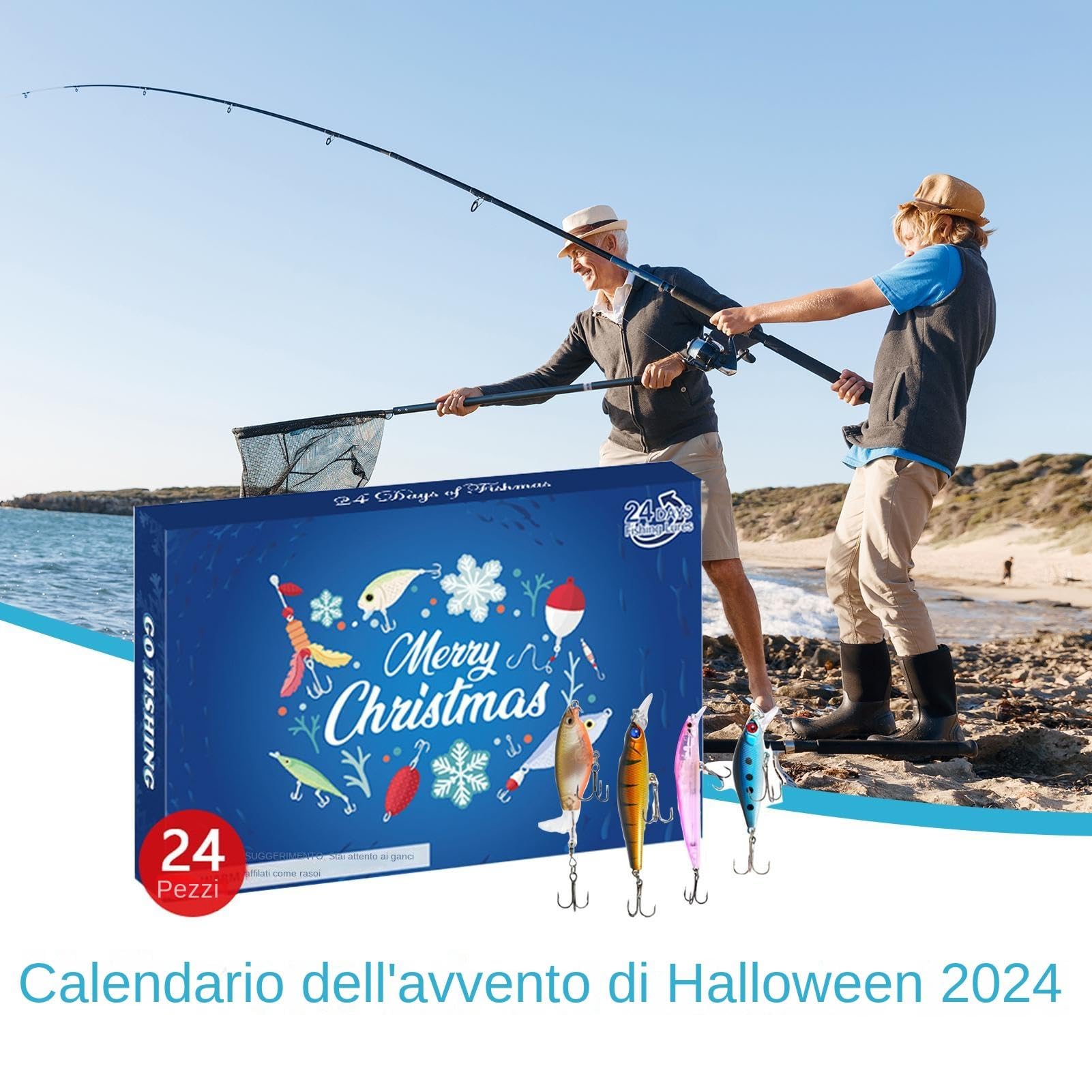 24-Piece Fishing Advent Calendar Countdown - Christmas Bait Set for Anglers | Perfect Holiday Gift for Family & Friends | Fun Countdown to Christmas for Fishing Enthusiasts