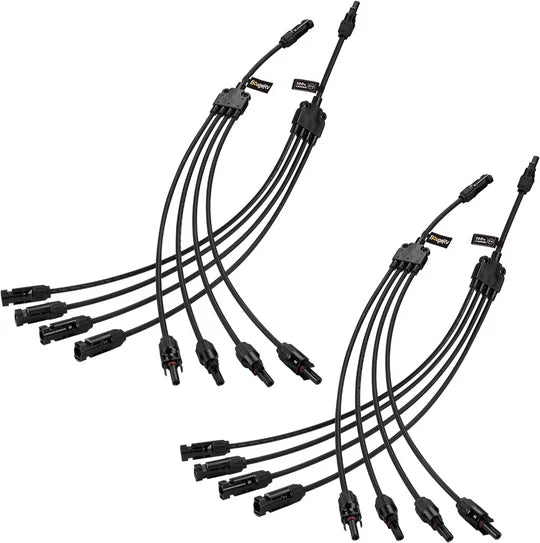 BougeRV 1 to 4 Solar Panel Parallel Connectors Kit - High Efficiency Solar Cable Wire for RV, Boat, Off-Grid Power Systems - Perfect for Camping & Emergency Power Backup