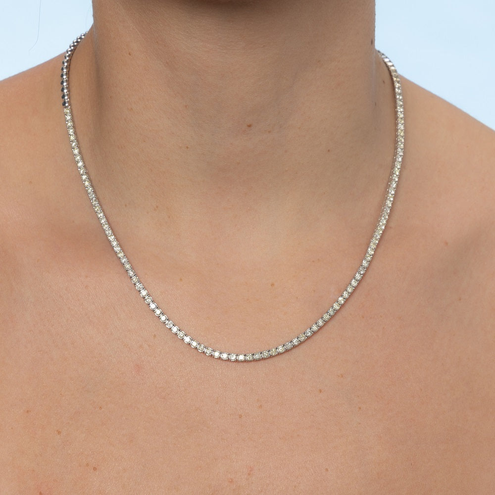 14K Gold HalfWay Diamond Tennis Necklace - 5.00 Carat, 2.3mm Width, 4-Prong Setting | Elegant Jewelry for Weddings, Anniversaries & Special Occasions