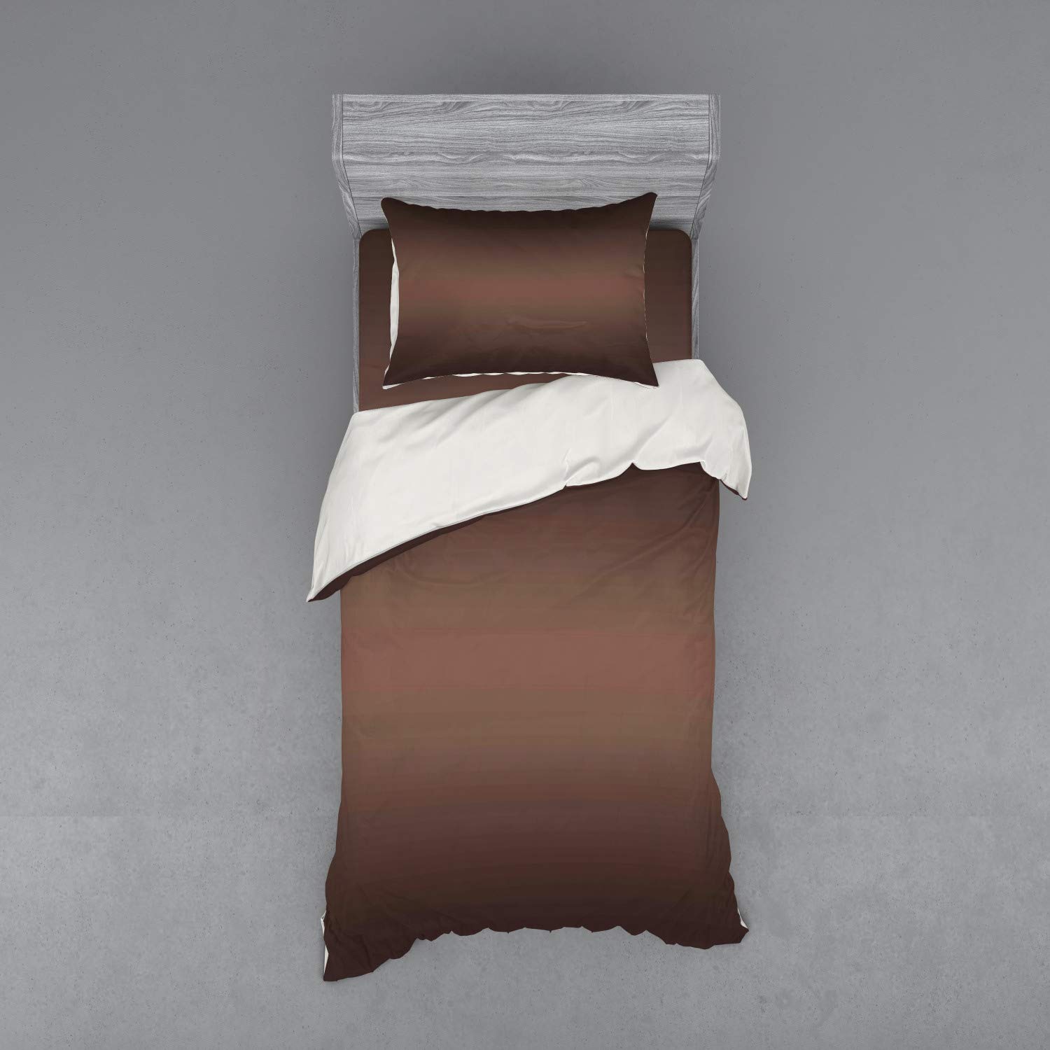 Ambesonne Ombre Duvet Cover Set - Dark Chocolate Brown Gradient Design, 3-Piece Bedding Set with Pillow Sham & Fitted Sheet, Twin XL Size - Perfect for Modern Bedrooms, Guest Rooms & Dorm Decor