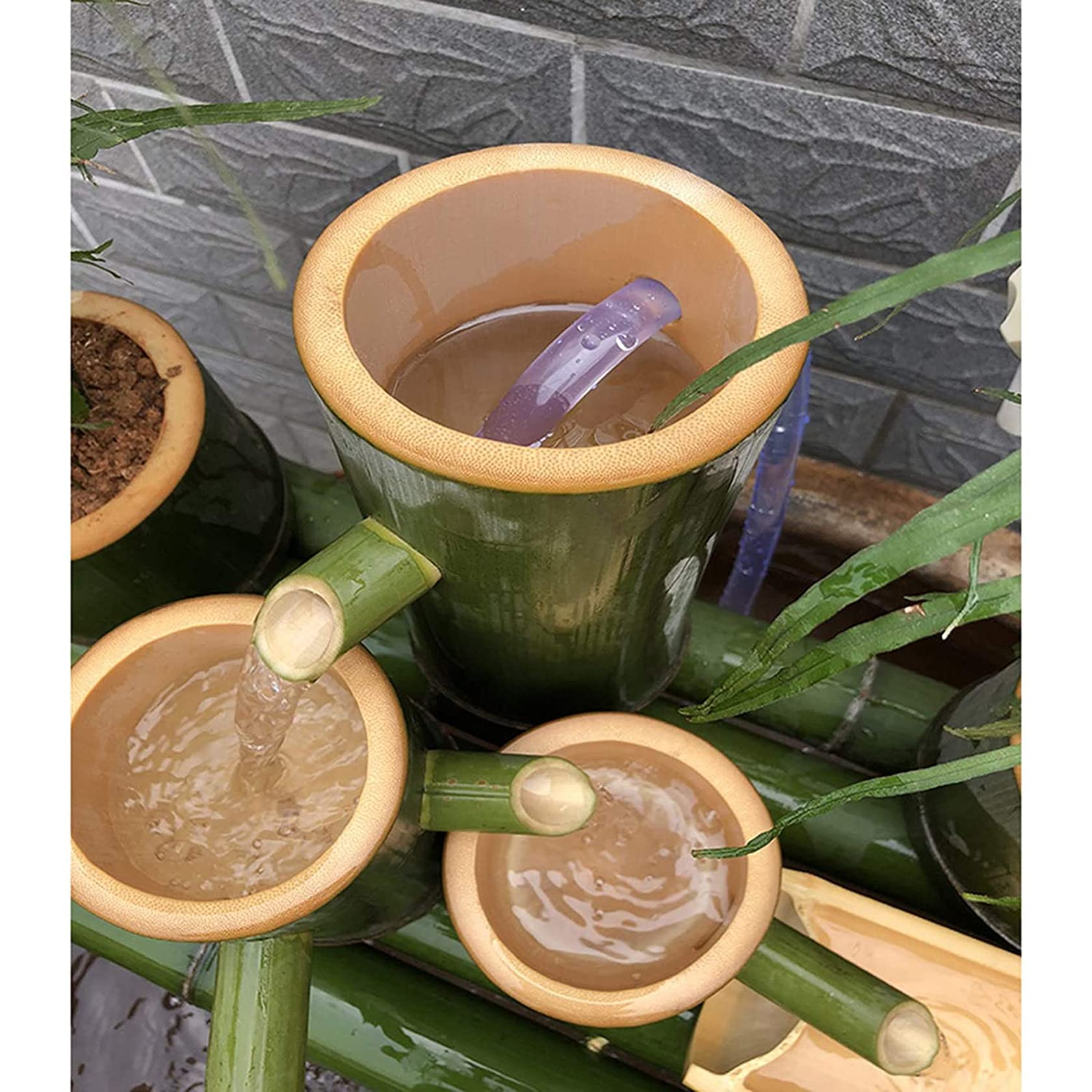 3-Tier Bamboo Water Fountain with Pump for Ponds, Gardens & Fish Tanks - Indoor/Outdoor Zen Decor, 45cm Landscape Fountain | Perfect for Patio, Backyard, Office & Meditation Spaces