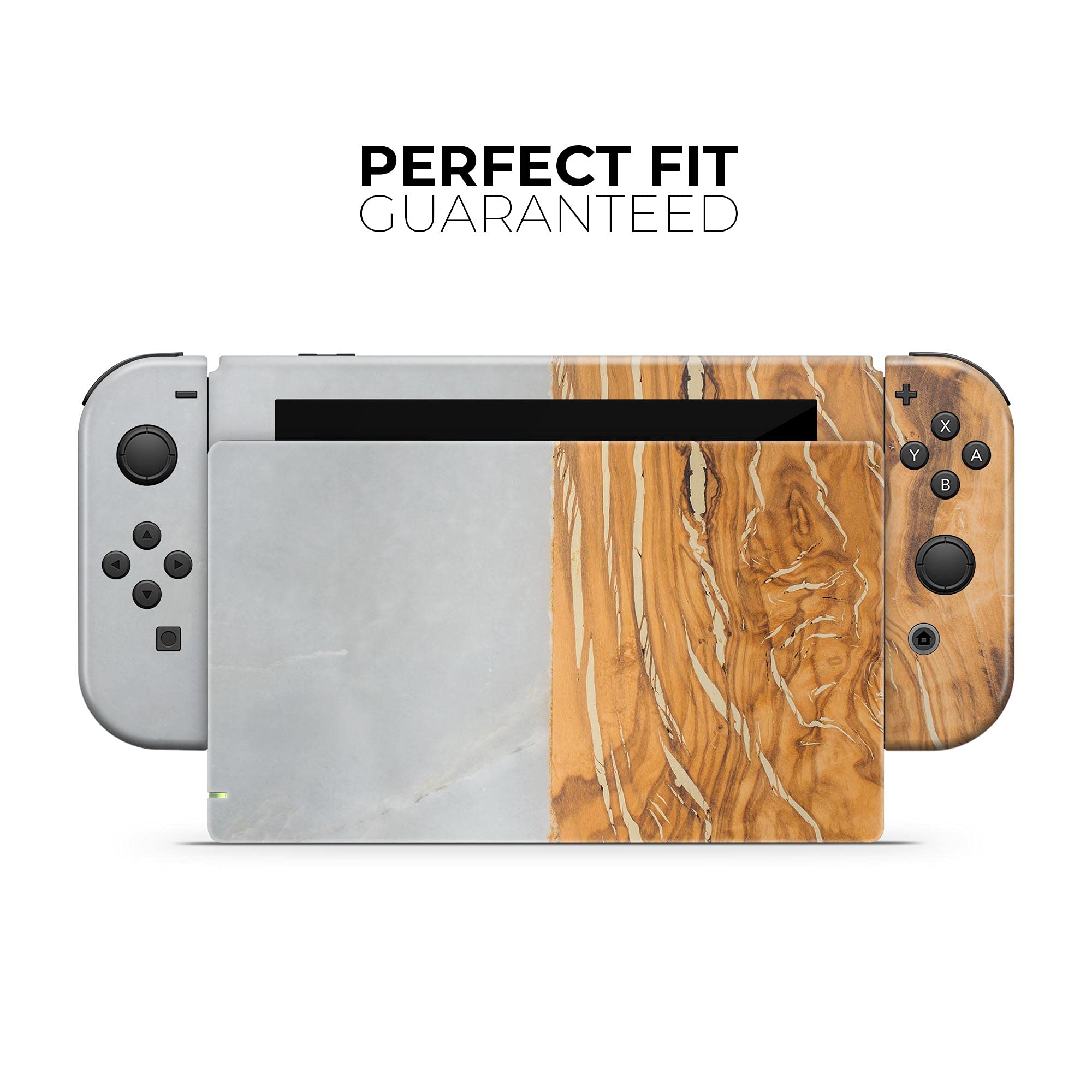 Nintendo Switch OLED Dock Skin Cover - Scratch-Resistant Removable Vinyl Wrap Decal - Marble & Wood Mix V1 - Perfect for Gaming Setup & Console Protection