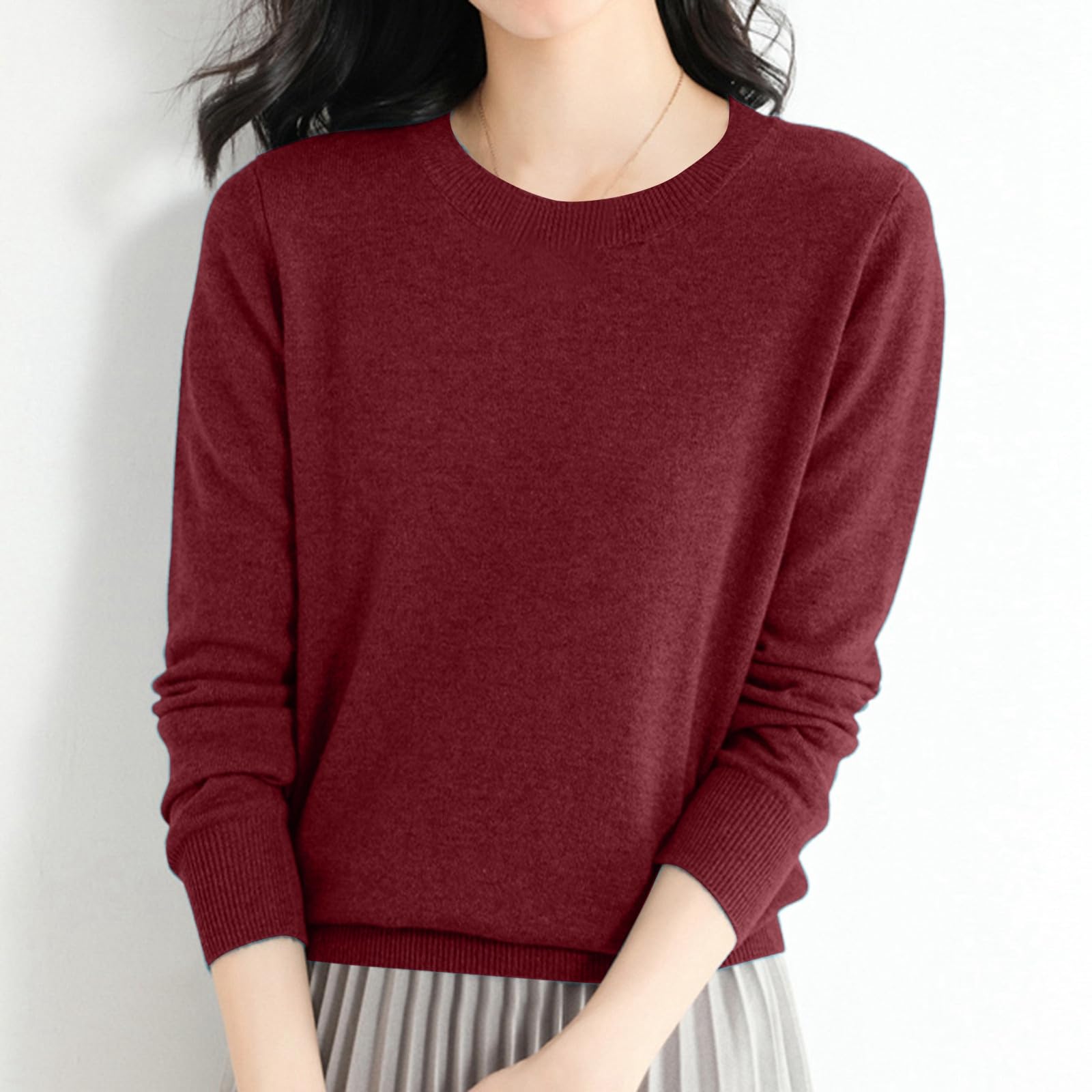 Soft Cashmere Sweater for Women - Lightweight Crew Neck Pullover for Work & Travel
