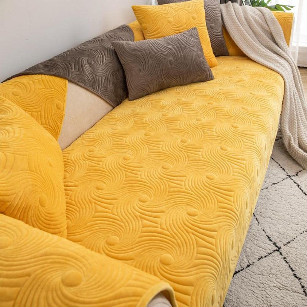 Washable Quilted Velvet Plush Sofa Cover for Pets - Dog Furniture Protector Slipcover, 35x83 Inch, Yellow - Perfect for Living Room, Bedroom & Pet-Friendly Homes