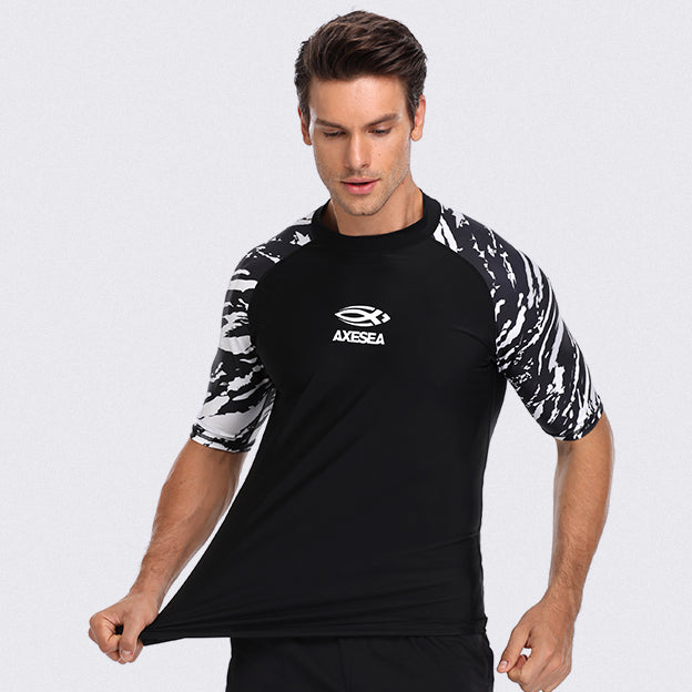 Men's UPF 50+ Sun Protection Short Sleeve Rash Guard Shirt - Quick Dry Swim Shirt for Surfing, Swimming, Beach & Outdoor Activities