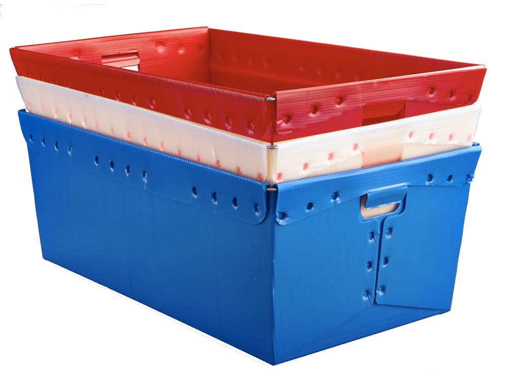 Industrial Strength Multi-Color Stackable Storage Bins & Plastic Totes - Heavy Duty 80 lbs Capacity Organizing Containers (30