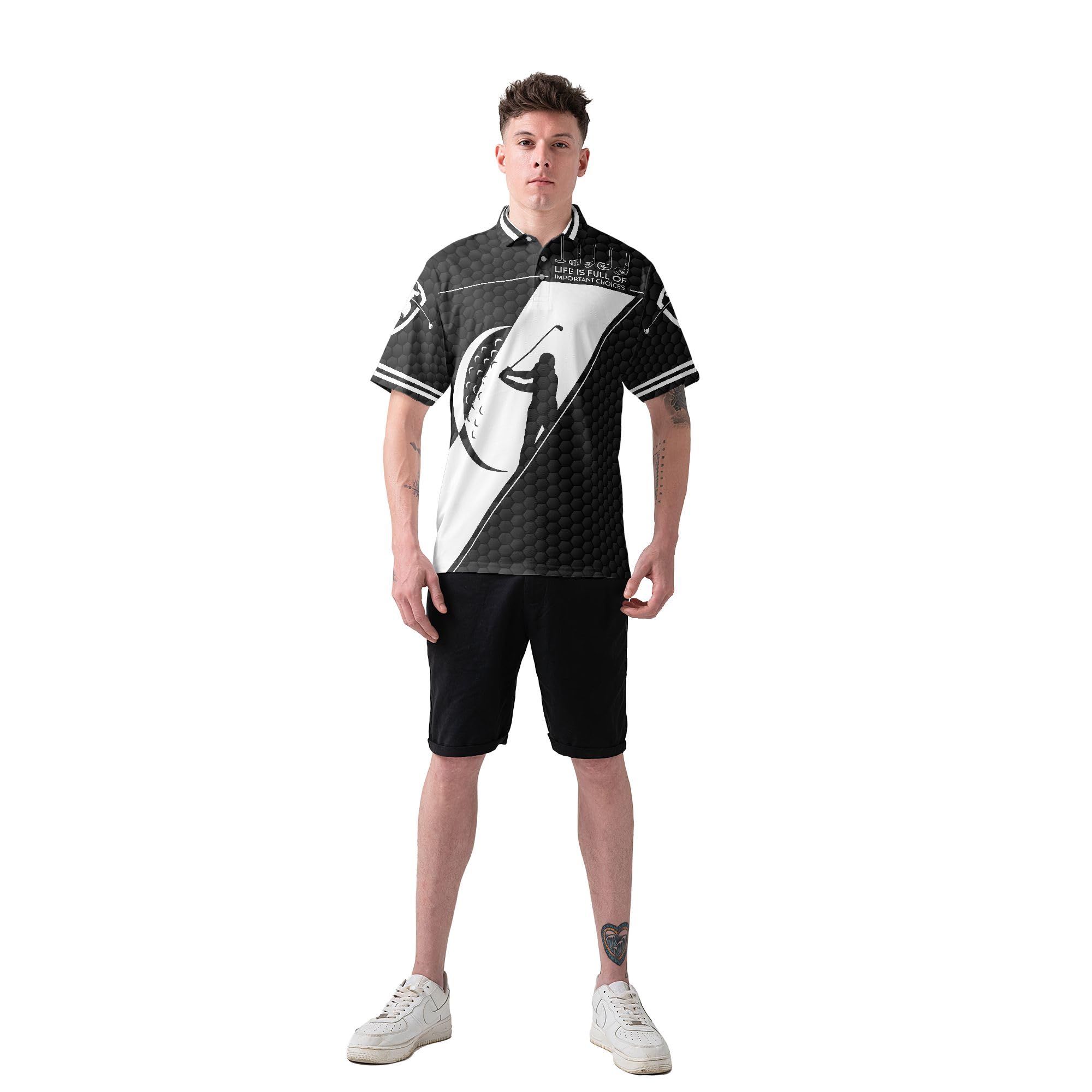 HYPERFAVOR Men's Black Golf Polo Shirt - Moisture Wicking Short Sleeve Performance Shirt for Golf, Business Casual & Outdoor Activities