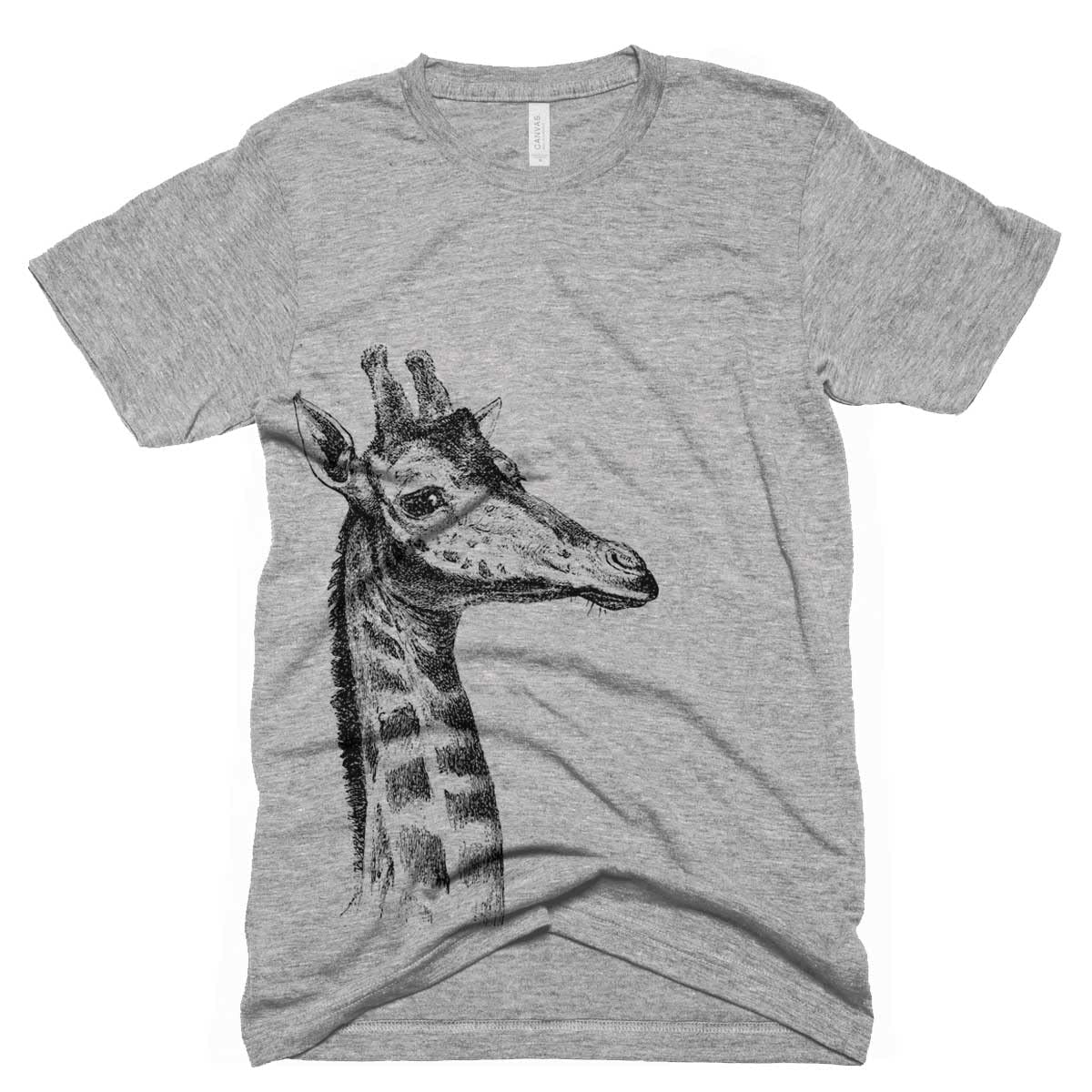 Vintage Giraffe Print Soft Unisex T-Shirt - Bella Canvas Zoo Animal Tee for Men & Women (Peach Color) - Perfect for Safari Trips, Zoo Visits & Casual Wear