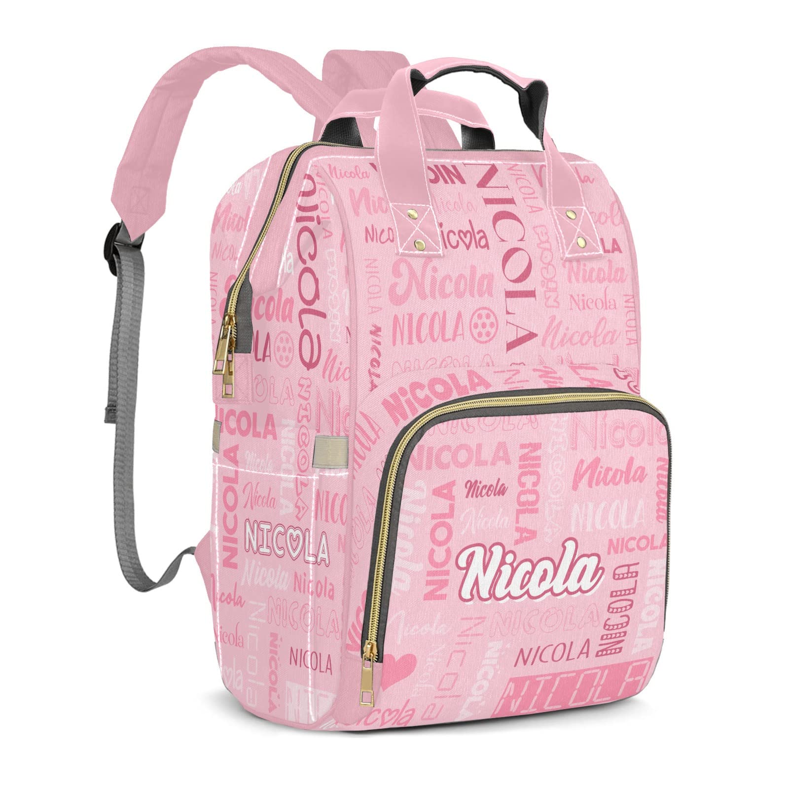 Large Capacity Custom Diaper Bag with Name - Multifunctional Personalized Baby Backpack for Girls & Boys | Waterproof Fashion Shoulder Bag & Travel Daypack for Moms | Perfect for Nursery, Daycare, Shopping & Family Outings