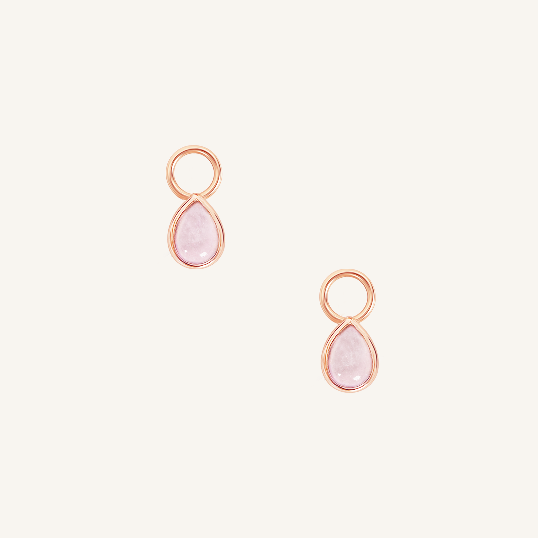 Rose Quartz Trove Hoop Charm Set of 2 - Healing Crystal Jewelry for Women, Boho Style Earrings for Spiritual Protection & Positive Energy - Perfect for Meditation, Yoga & Everyday Wear