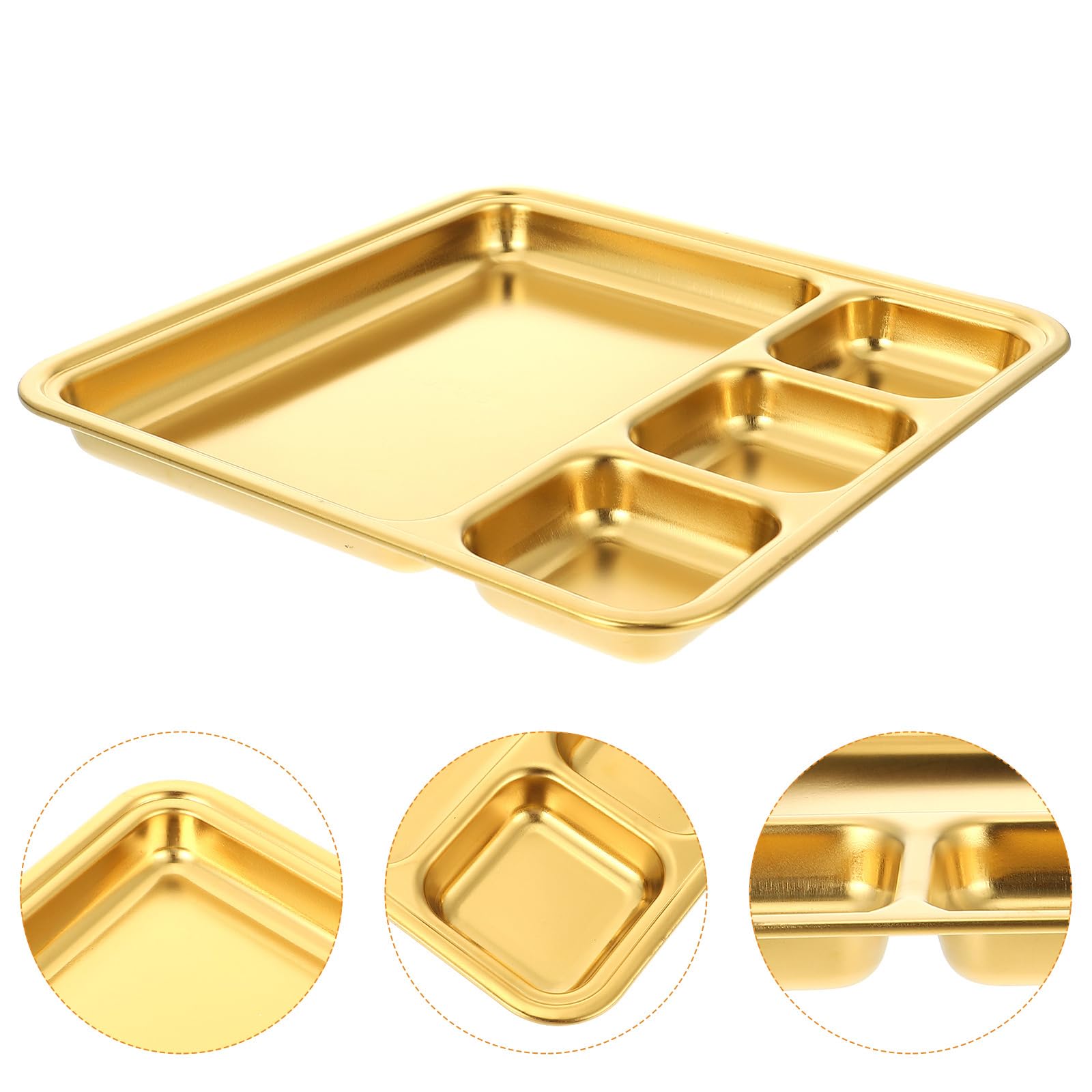Hemoton Stainless Steel Divided Serving Plate - 3 Compartment Tray for Breakfast, Fruits, Dumplings, Snacks | Durable & Easy Clean Household Dish for Adults | Perfect for Meal Prep, Picnics, and Party Serving