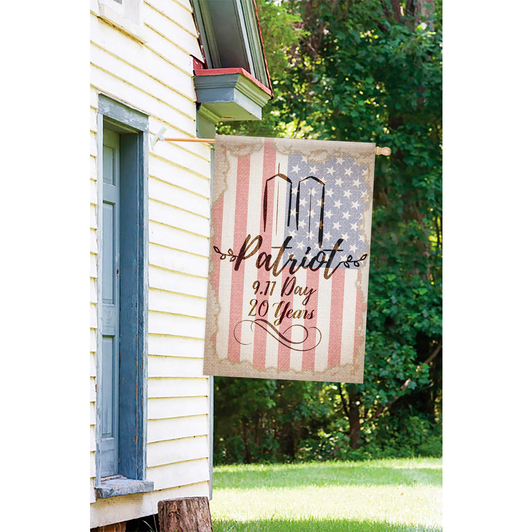 Morigins Hello Summer Never Forget 911 Patriotic House Flag - 28 x 40 Inch American Yard Decoration for Memorial Day, 4th of July & Summer Backyard Parties