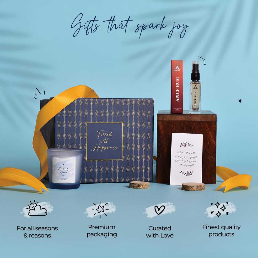 Gleevers Men's Birthday Gift Set - 2 Pack with Spice Rum Cologne (8ml) & Arabian Wood Scented Candle (60g) | Perfect Anniversary Gift for Husband, Valentine's Present for Boyfriend, Brother's Birthday Gift Idea | Romantic Gifts for Him, Date Night Essentials, Special Occasion Present