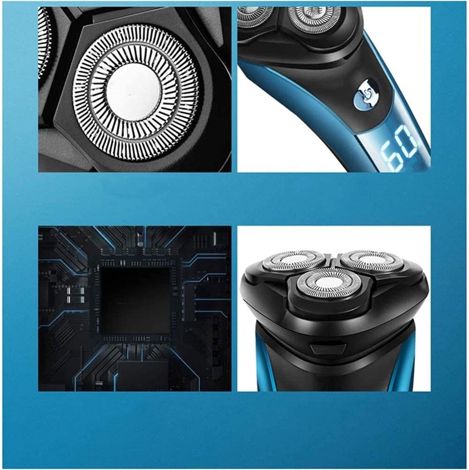 Men's Electric Shaver - 3D Rotary Shaver with 3 Blades, Wet/Dry Use, LED Display & Fast Charging | Waterproof Trimmer for Smooth Shaving at Home, Office & Travel | Perfect Gift for Dad, Husband & Boyfriend
