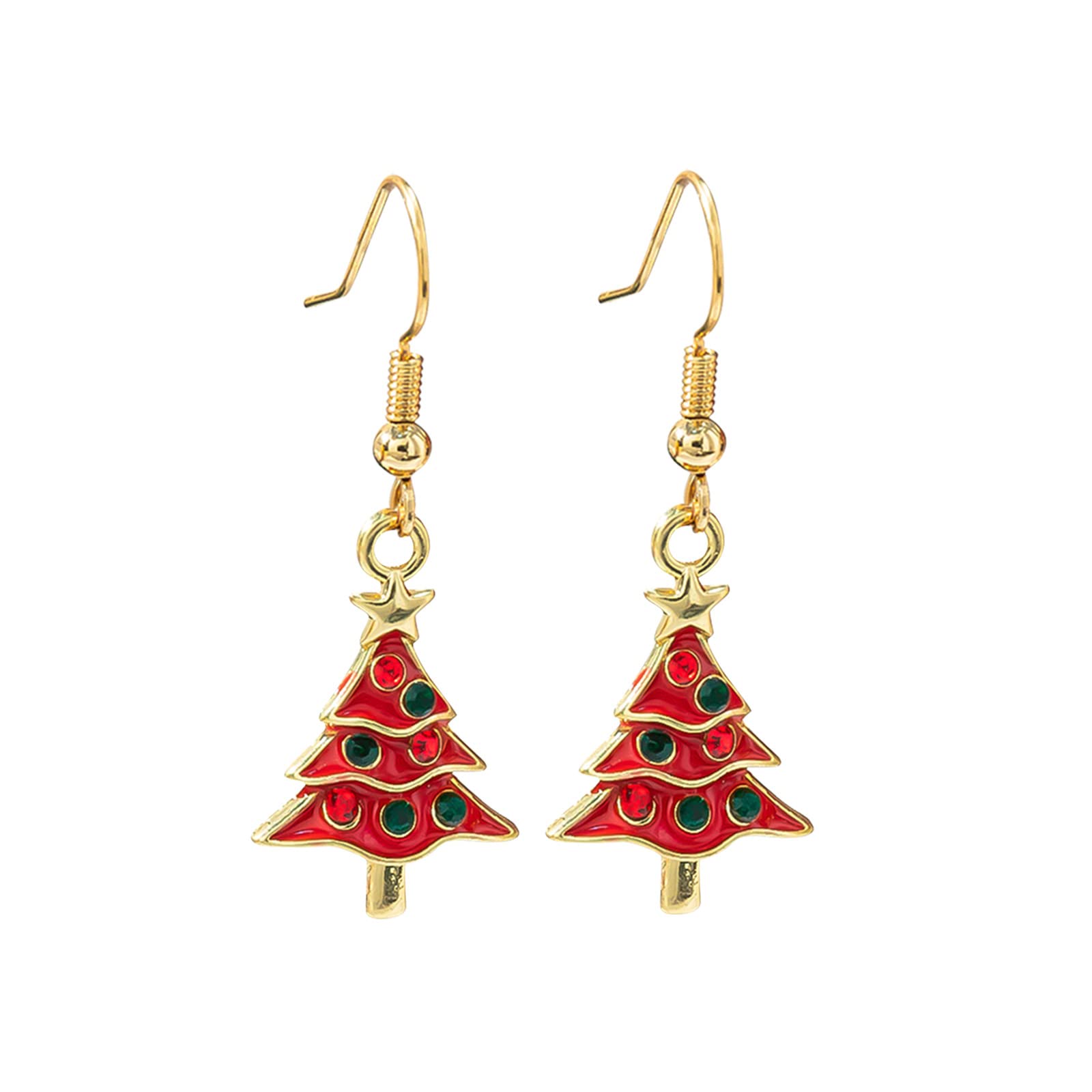 Boddenly Christmas Earrings for Women - Festive Holiday Dangle Earrings with Bow, Xmas Tree, Hat & Snowflake Designs - Gold Alloy Pendant Earrings for Parties, Gift Giving & Seasonal Celebrations