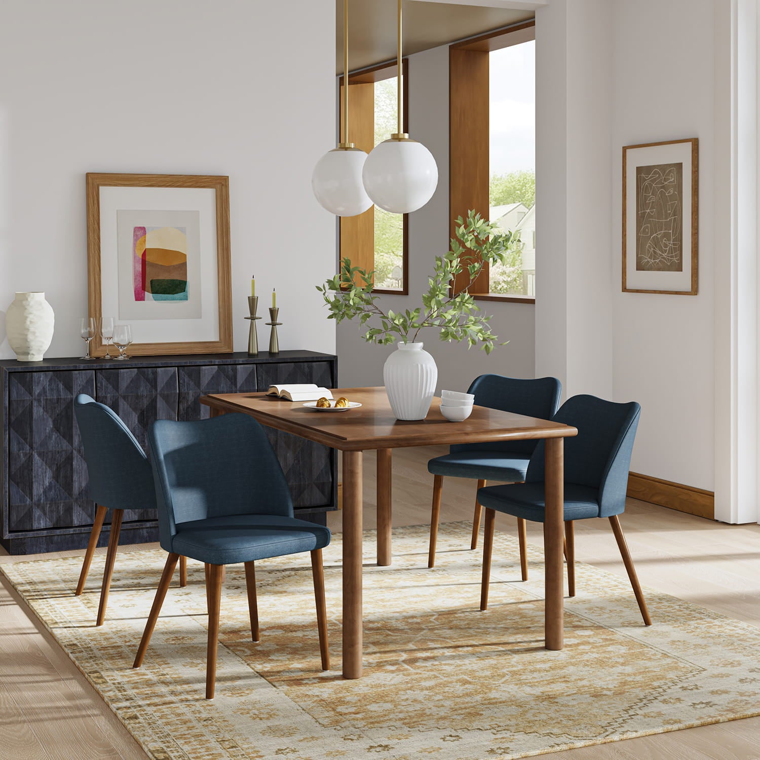 Mid Century Modern Upholstered Dining Chairs - Diana Collection | Stylish Upholstered Side Chairs for Kitchen, Dining Room & Office | Comfortable & Elegant Seating Solution